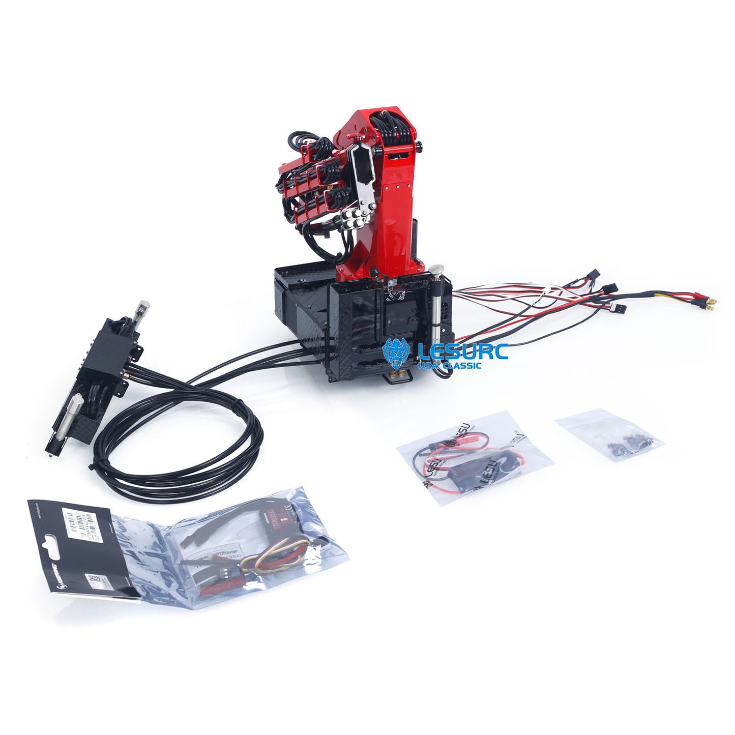LESU 1/14 RC Hydraulic Crane with Base LED Lights Brushless ESC for RC Truck Model Construction Vehicle Hobby Enthusiasts