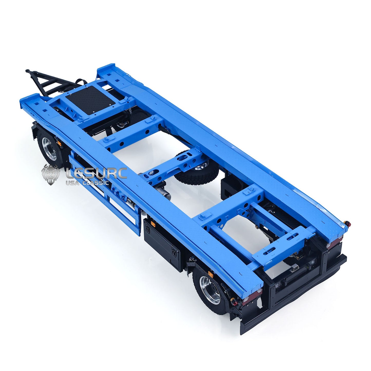 LESU A0065 1/14 Metal RC Roll Off Trailer with Front Wheel Steerable Light System for Remote Control Tractor Truck Backyard Fun