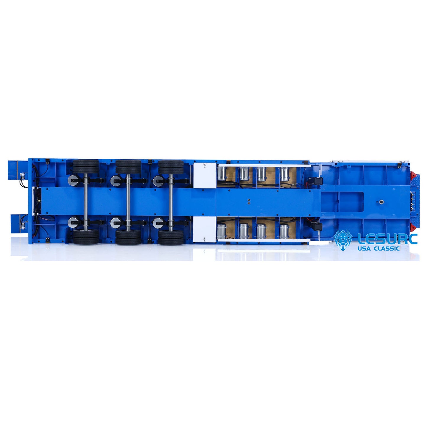 LESU A0041 1/14 Metal Trailer Hydraulic Lifting Tailboard with Landing Legs 3 Axles Chassis for RC Tractor Truck DIY Construction Model