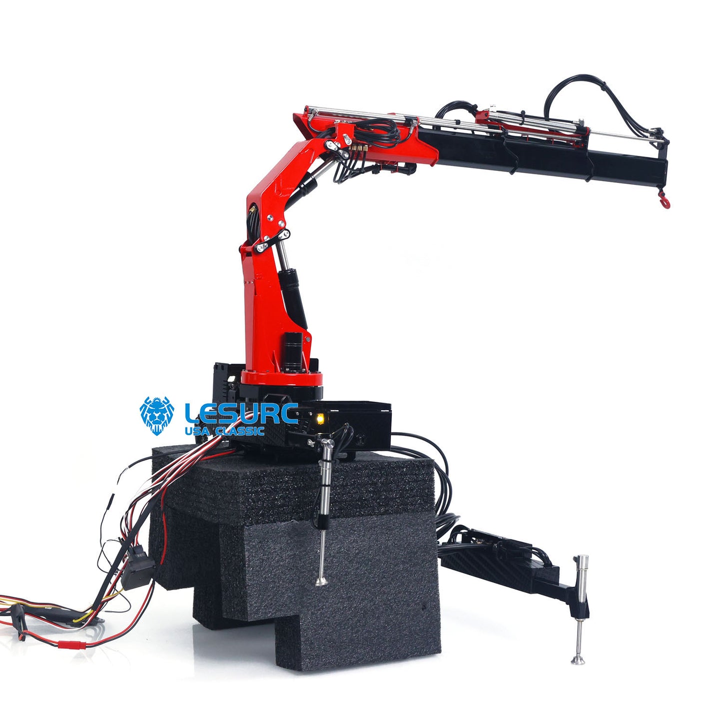 LESU 1/14 RC Hydraulic Crane with Base LED Lights Brushless ESC for RC Truck Model Construction Vehicle Hobby Enthusiasts