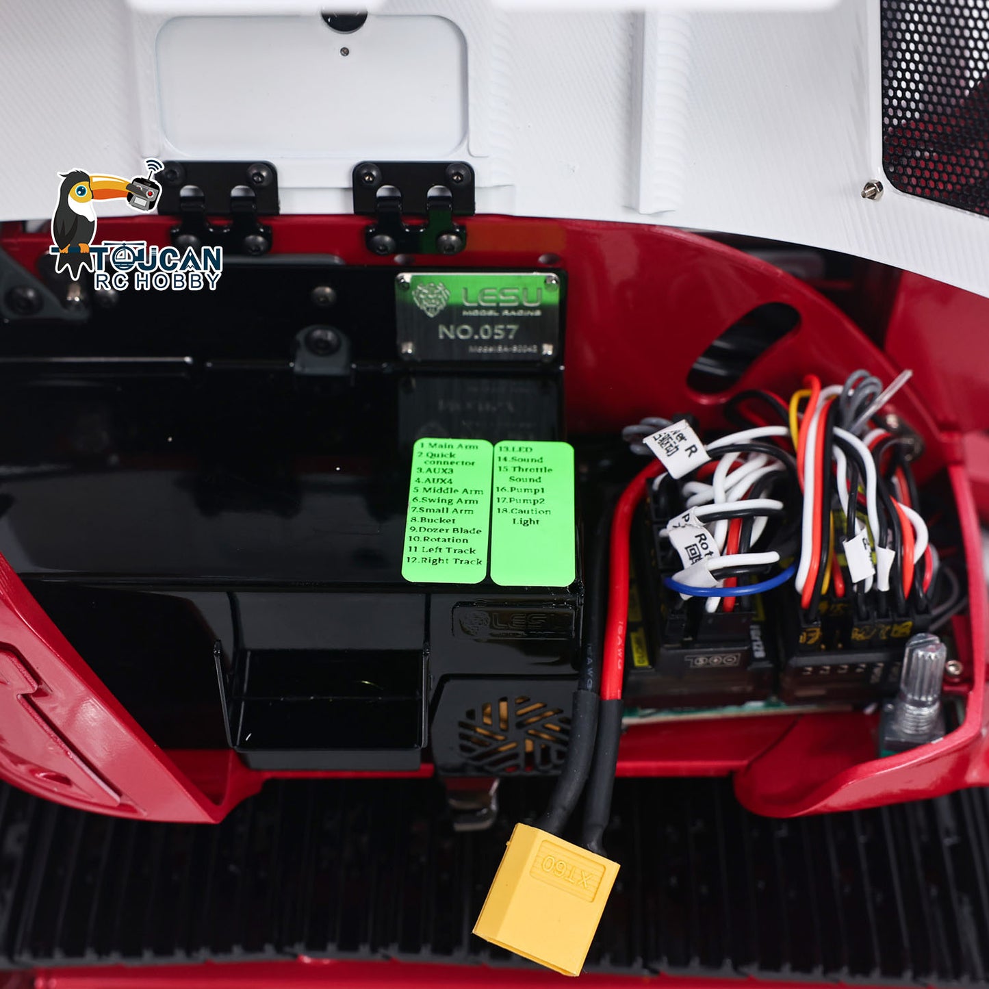 LESU 1/14 Metal Hydraulic Remote Control Excavator MC15 4Arms RC Digger Dual Pumps Light System Sound Flysky PL18EV Lite Radio