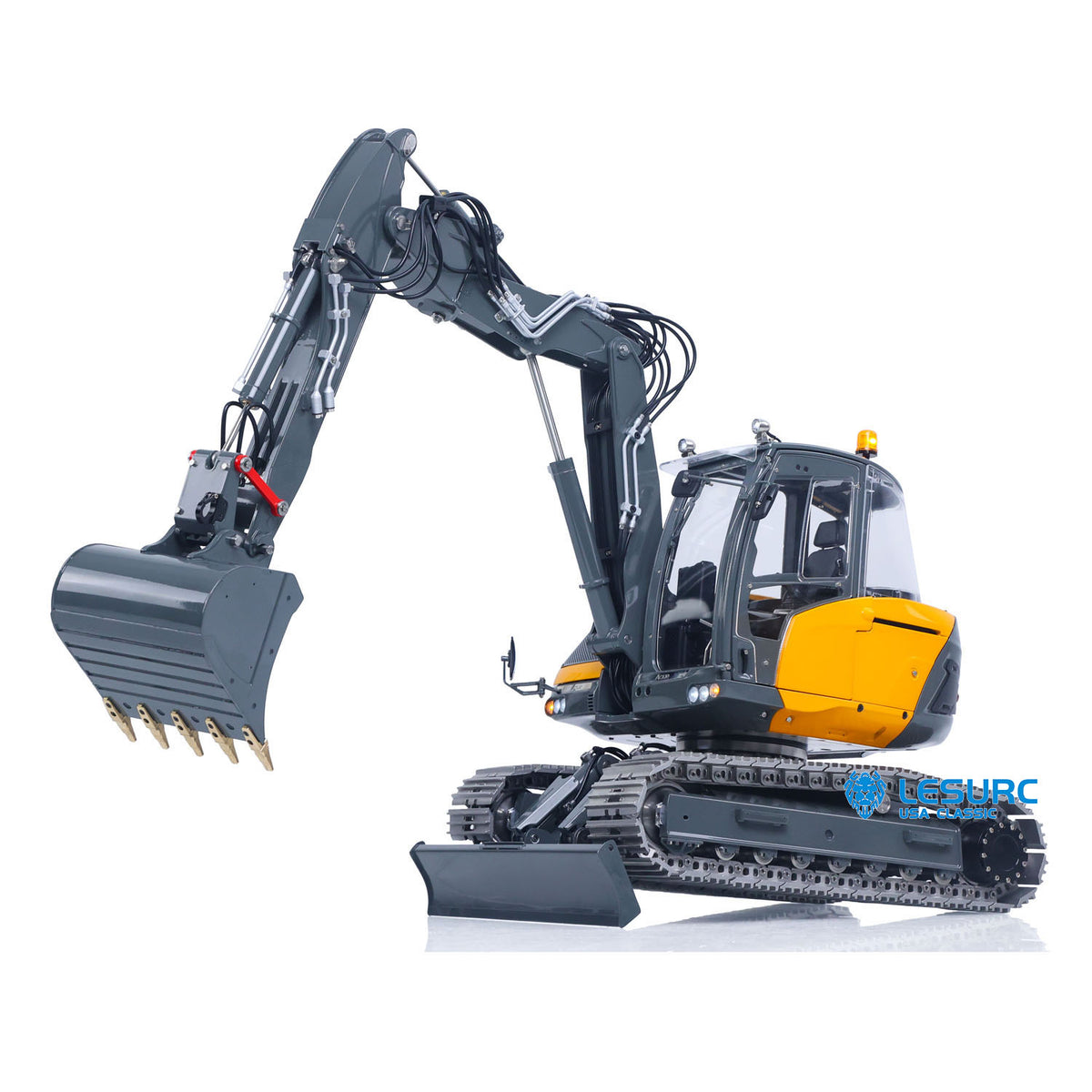 LESU MC15 4 Arms Metal 1/14 Hydraulic Remote Control Excavator KIT Model RC Digger Dual Pumps 9 Ways Valve Light Sound Motor