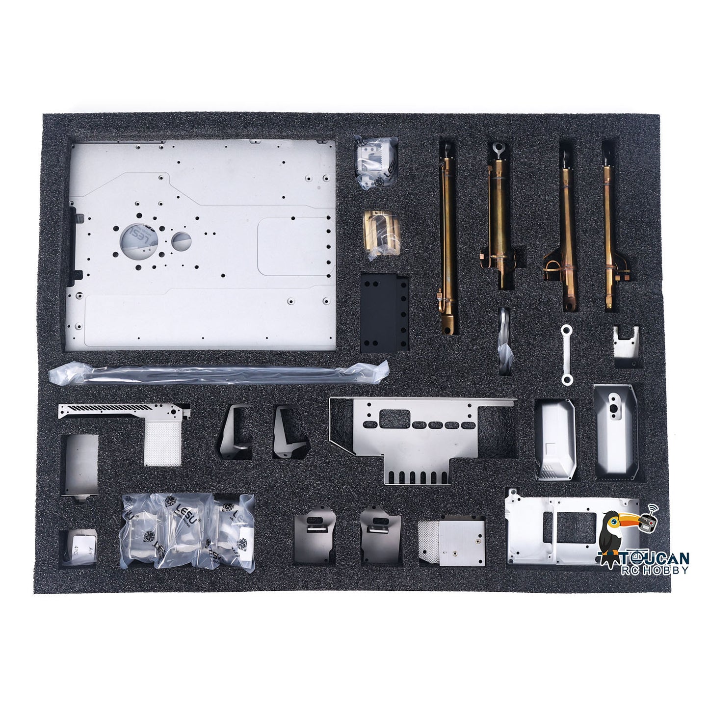 LESU Metal 1/14 3 Arms Aoue-LR945 Remote Control Hydraulic Tracked Excavator Unassembled RC Digger Model With Light System