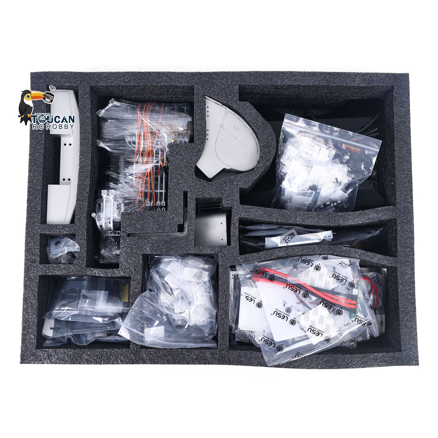 LESU Metal 1/14 3 Arms Aoue-LR945 Remote Control Hydraulic Tracked Excavator Unassembled RC Digger Model With Light System