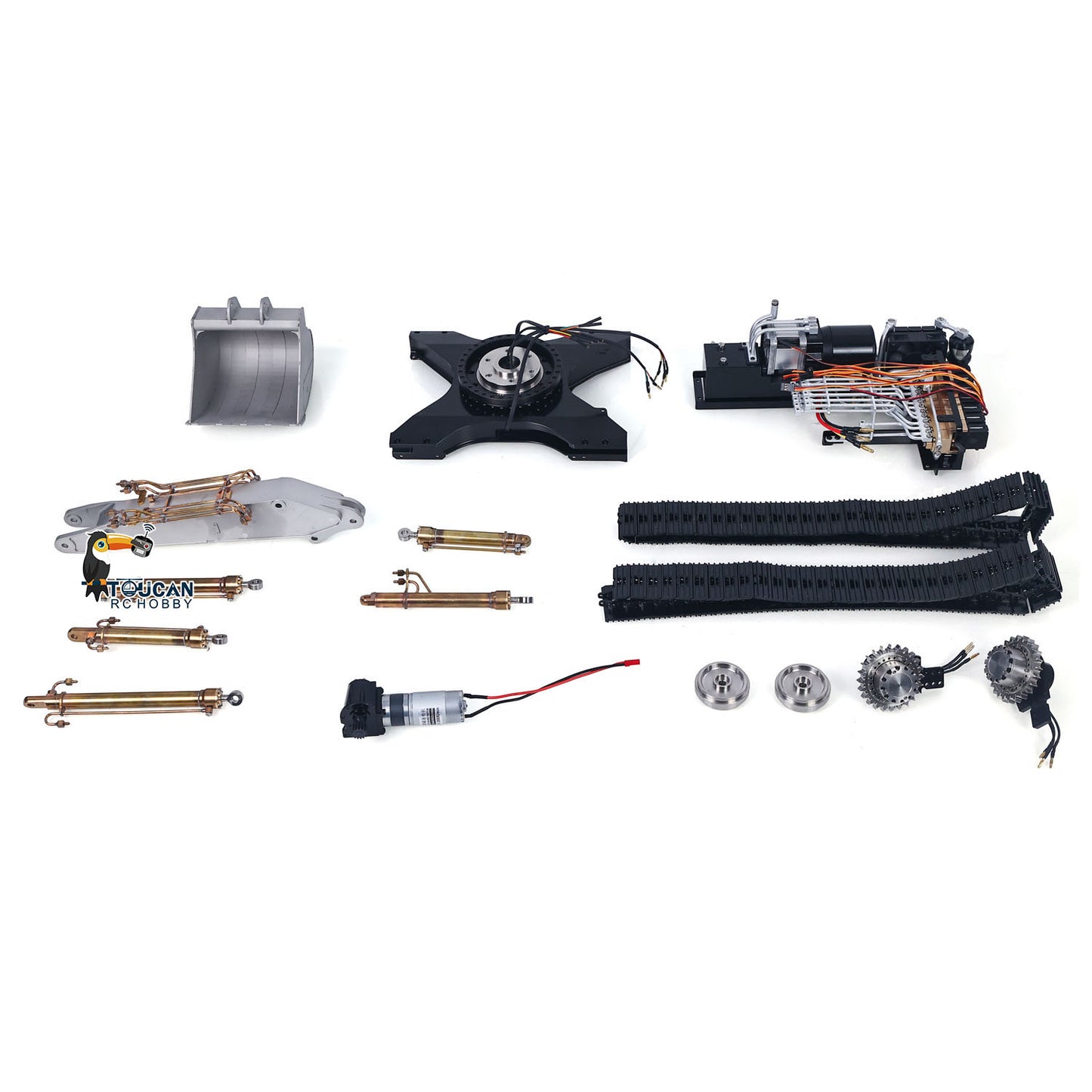 LESU Metal 1/14 3 Arms Aoue-LR945 Remote Control Hydraulic Tracked Excavator Unassembled RC Digger Model With Light System