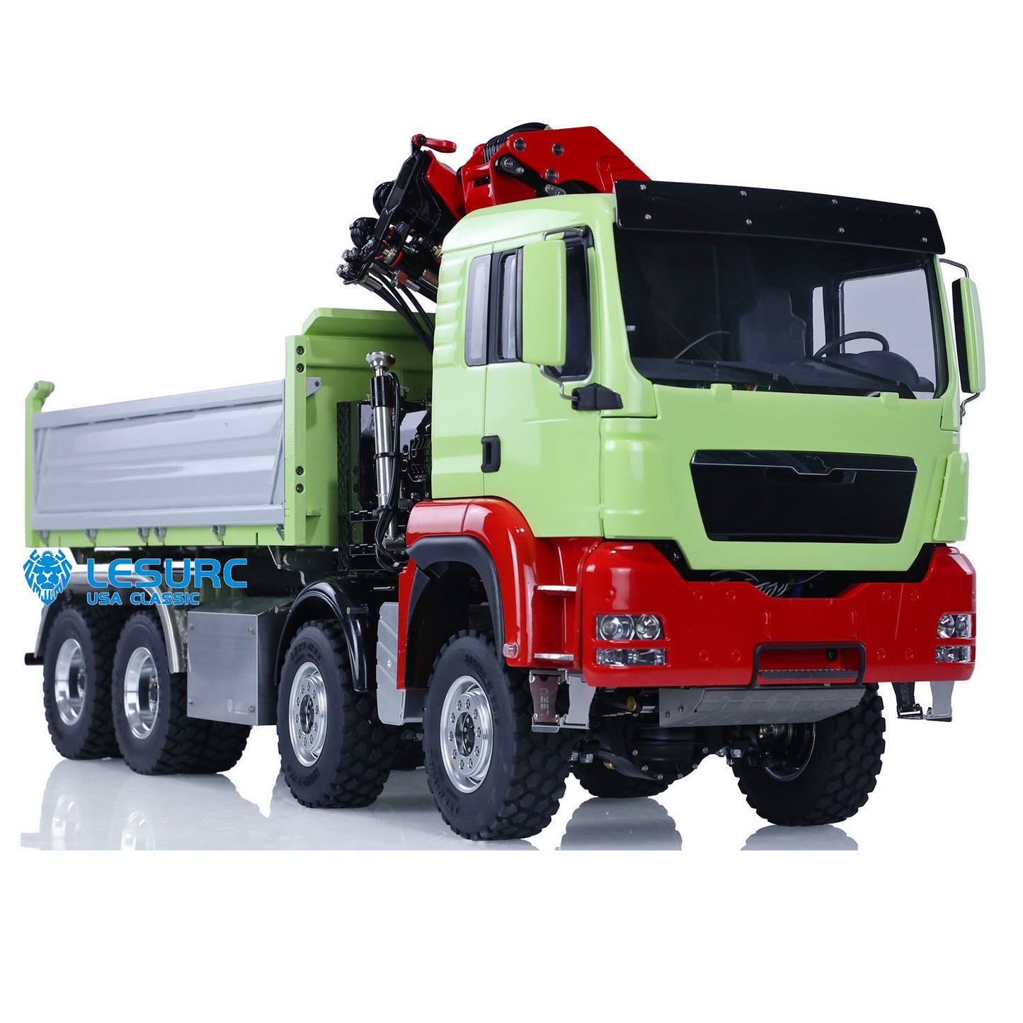 LESU 1/14 RC Hydraulic Dump Truck 8X8 Painted Remote Control Crane Tipper Car Construction Vehicle Model W/ Motor Servo ESC