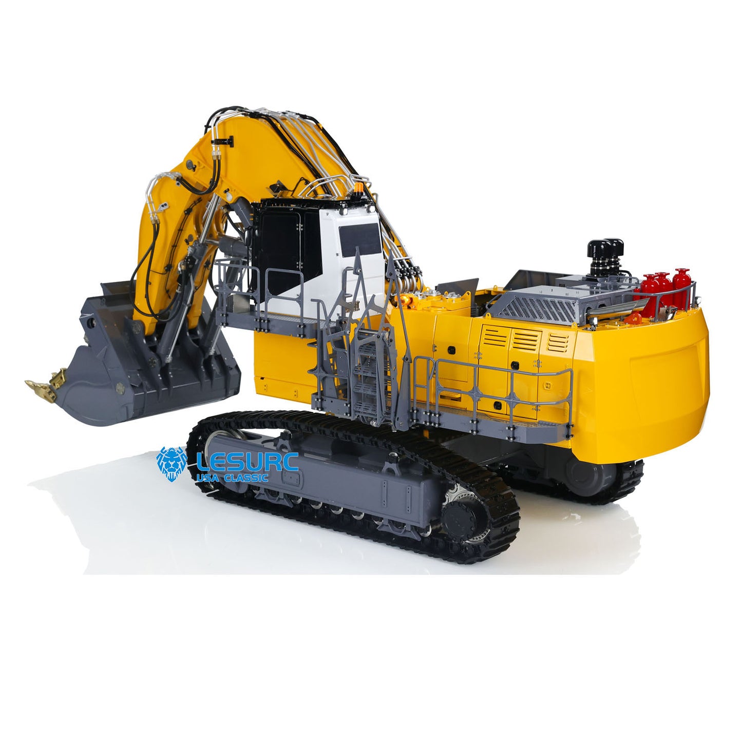 LESU Aoue 9150 1/14 Metal RC Digger B0010 Hydraulic Excavator with Dual Pump Lifting Ladder 5CH Valve Light System for Scale Machinery Enthusiast