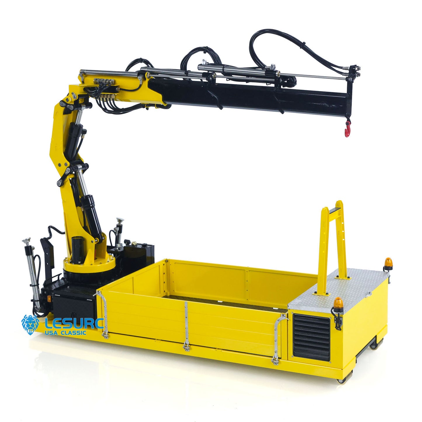 LESU 1/14 Stainless Steel Cargo Box Hydraulic Crane with 7CH Valve Pump Lights for Z0031 Z0017 Z0036 Z0016 20160901 RC Roll Off Dumper