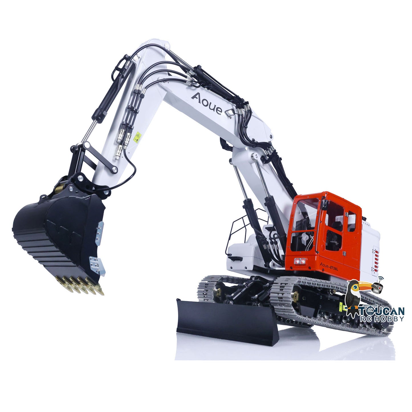Metal LESU 1/14 RC Hydraulic Short Tail 3 Arms Tracked Excavator Model Aoue ET26L Digger With Radio System Simulated GPS