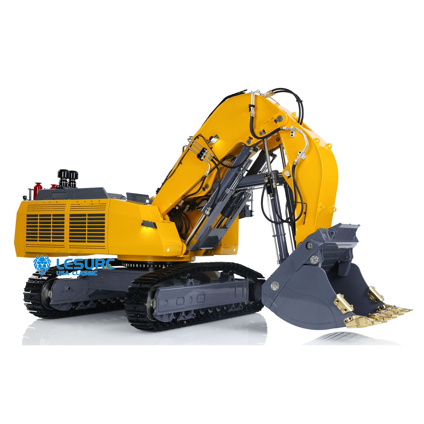 LESU Aoue 9150 1/14 Metal RC Digger B0010 Hydraulic Excavator with Dual Pump Lifting Ladder 5CH Valve Light System for Scale Machinery Enthusiast