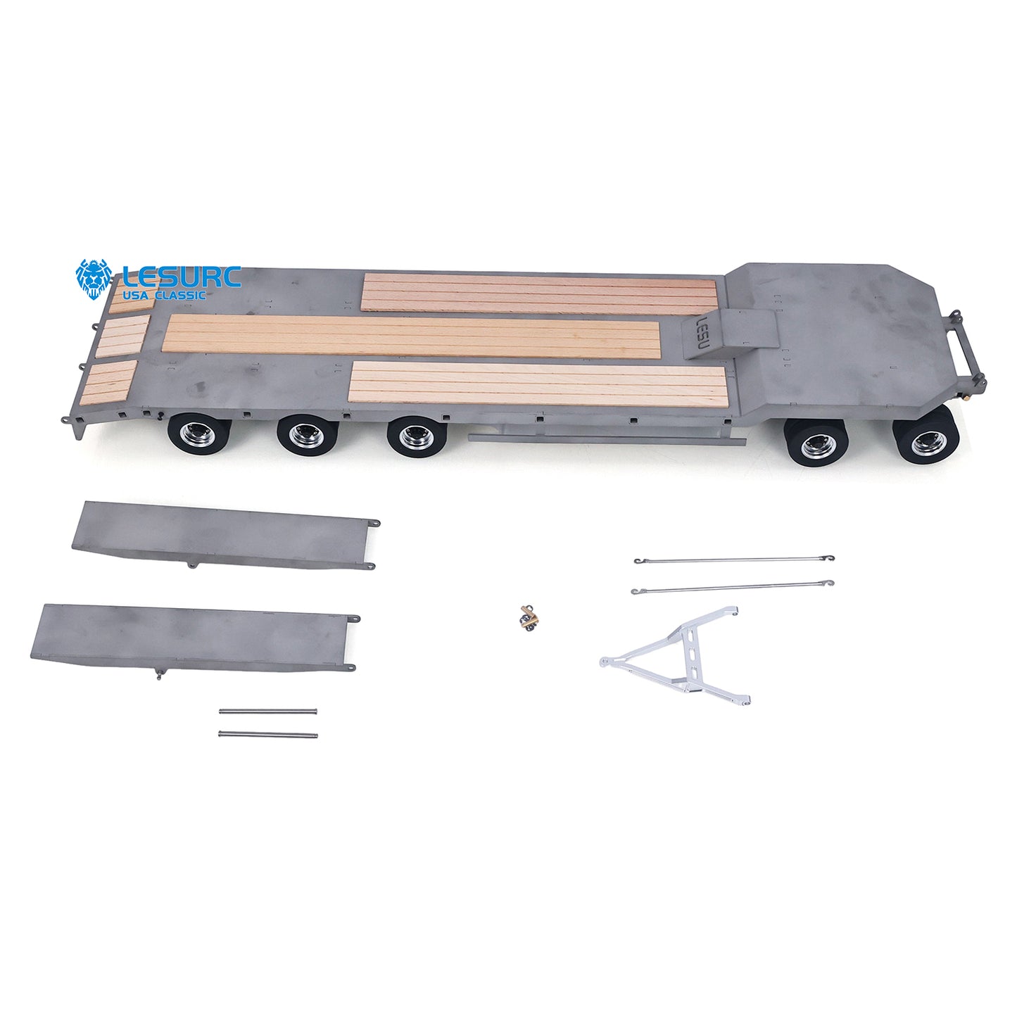 LESU 1/14 Metal RC Flatbed Trailer Transport Vehicle for RC Tractor Truck Model Remote Control Construction Enthusiasts