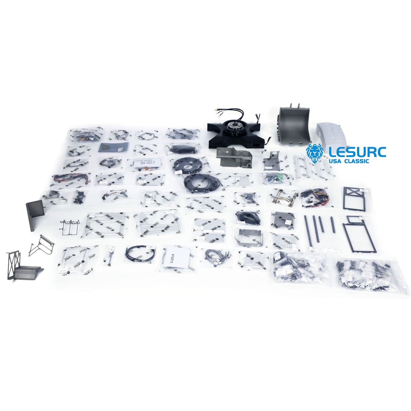 LESU 1/14 Aoue Radio Controlled Dual Pumps LR956 Hydraulic Excavator KIT Metal 3 Arms RC Digger Model 4+3CH Valve Light GPS