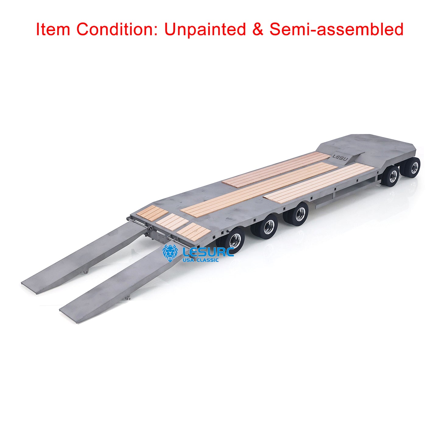 LESU 1/14 Metal RC Flatbed Trailer Transport Vehicle for RC Tractor Truck Model Remote Control Construction Enthusiasts