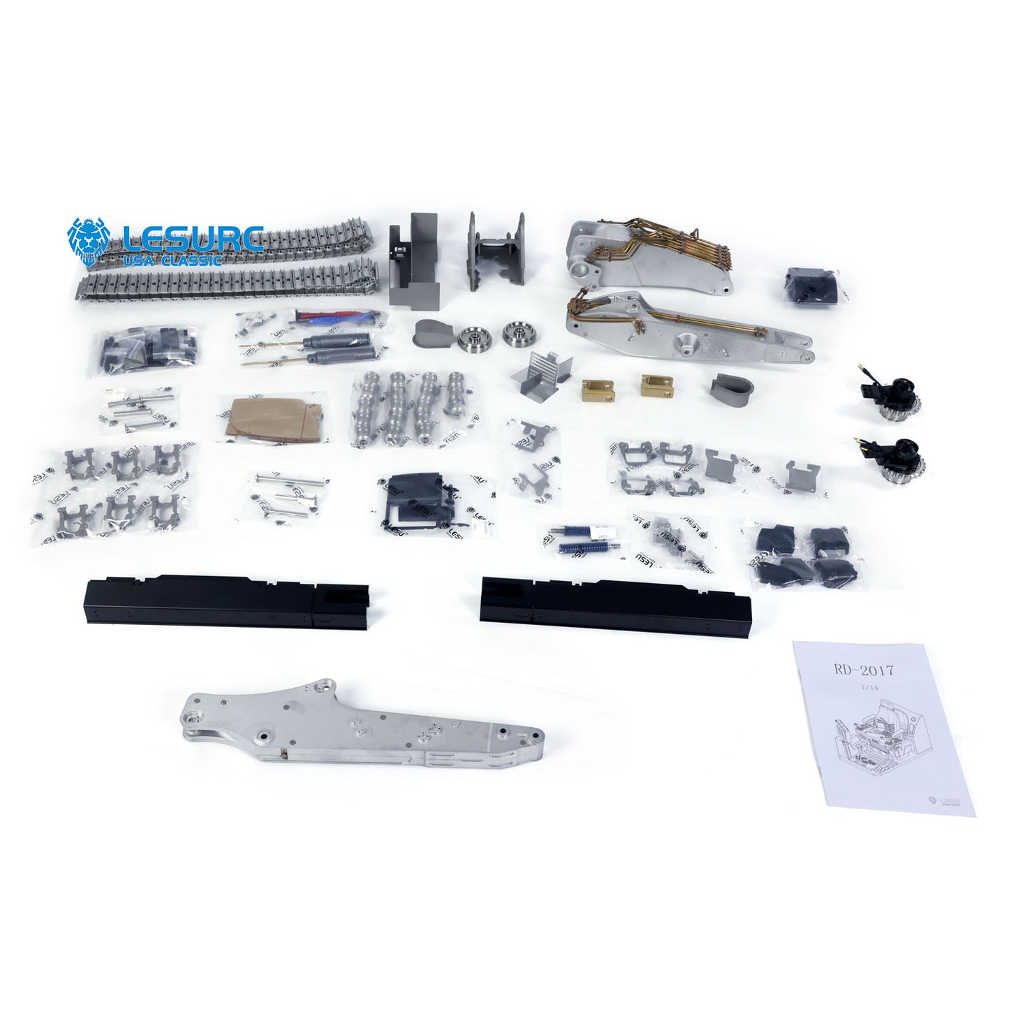 LESU 1/14 Aoue Radio Controlled Dual Pumps LR956 Hydraulic Excavator KIT Metal 3 Arms RC Digger Model 4+3CH Valve Light GPS