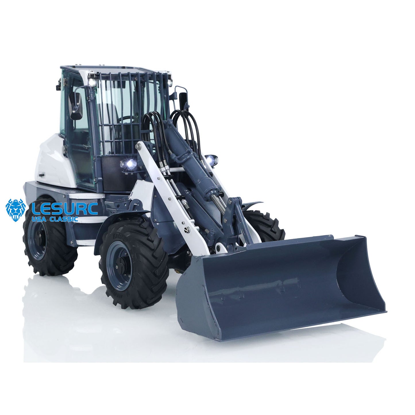 LESU 1:14 AOUE MCL8 RC Hydraulic Loader Metal 4x4 Remote Control Wheeled Construction Vehicles Model Sound Lights 4CH Valve