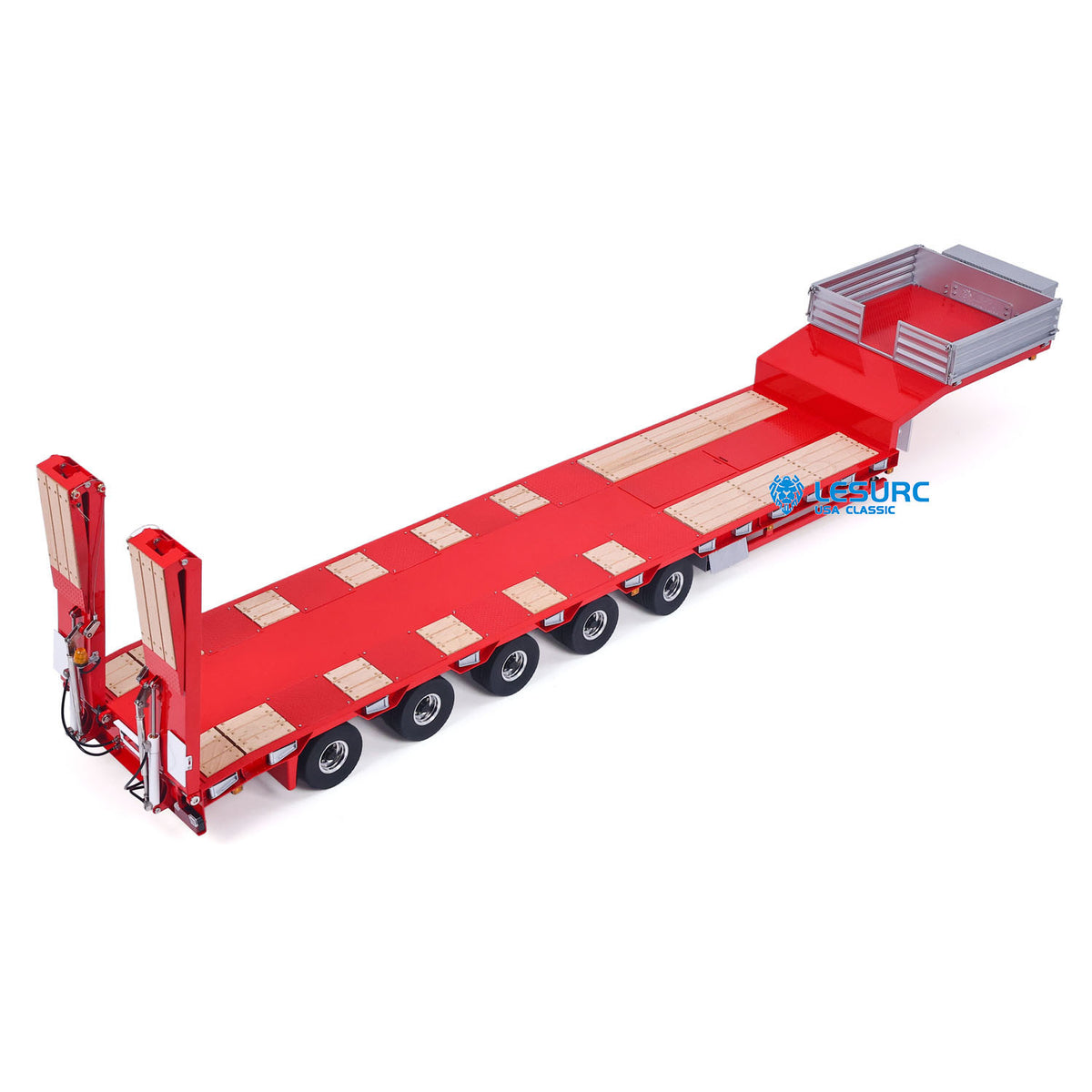 IN Stock LESU A0055 1/14 Metal 5 Axles Steering Semi Trailer Hydraulic Lifting Tailboard Electric Support Legs for DIY RC Tractor Truck Model