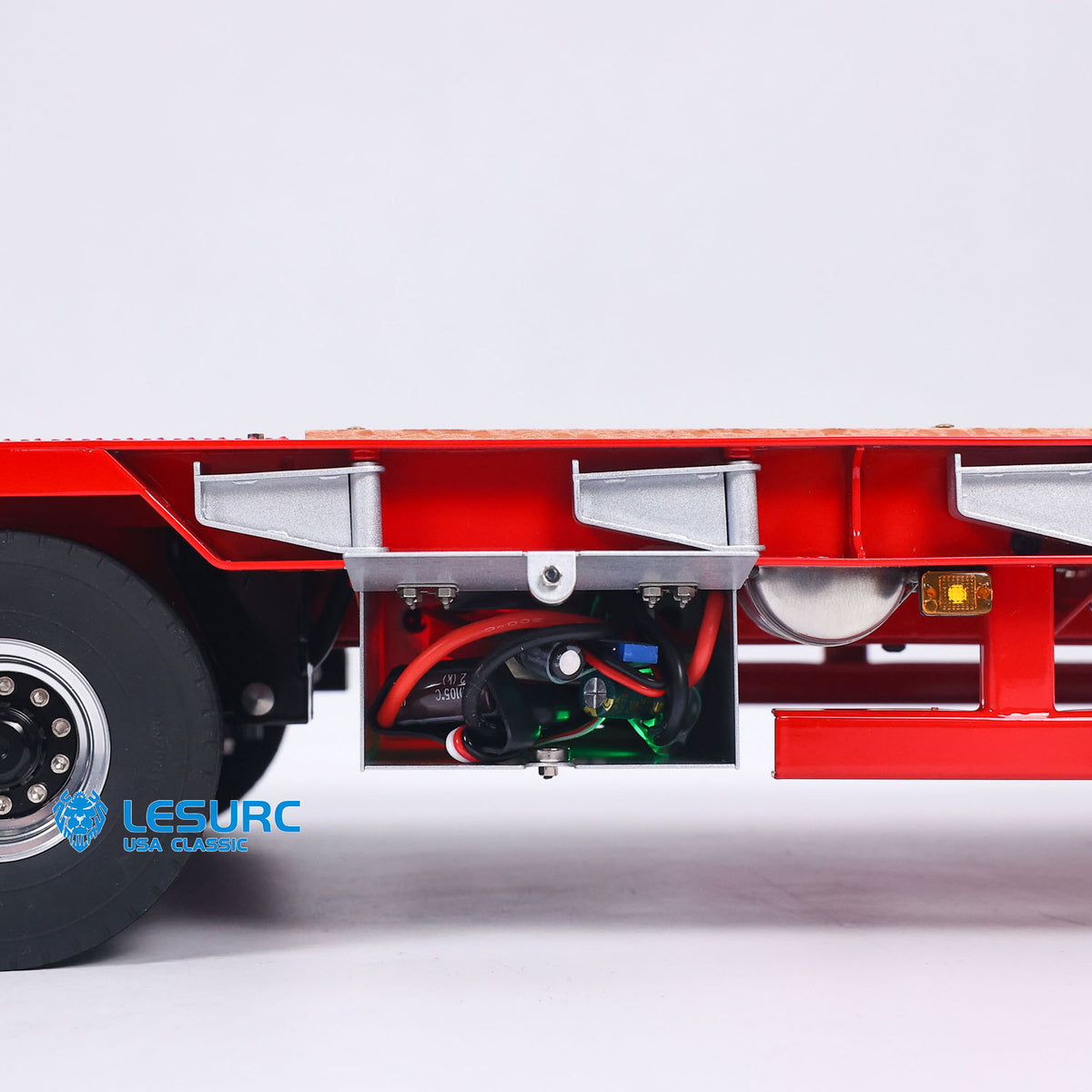 IN Stock LESU A0055 1/14 Metal 5 Axles Steering Semi Trailer Hydraulic Lifting Tailboard Electric Support Legs for DIY RC Tractor Truck Model