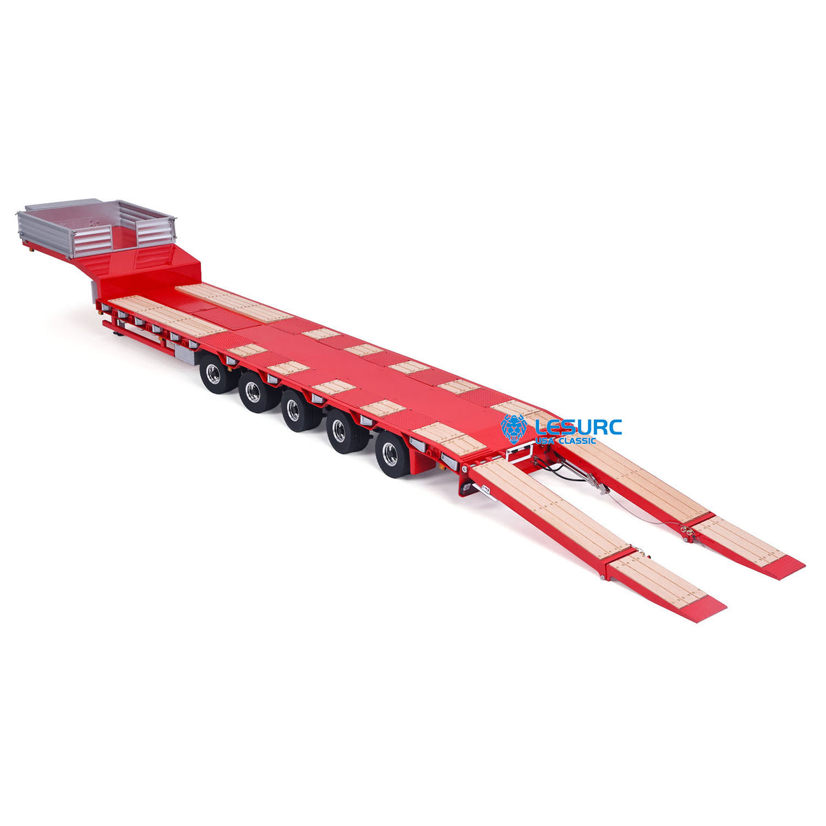 IN Stock LESU A0055 1/14 Metal 5 Axles Steering Semi Trailer Hydraulic Lifting Tailboard Electric Support Legs for DIY RC Tractor Truck Model