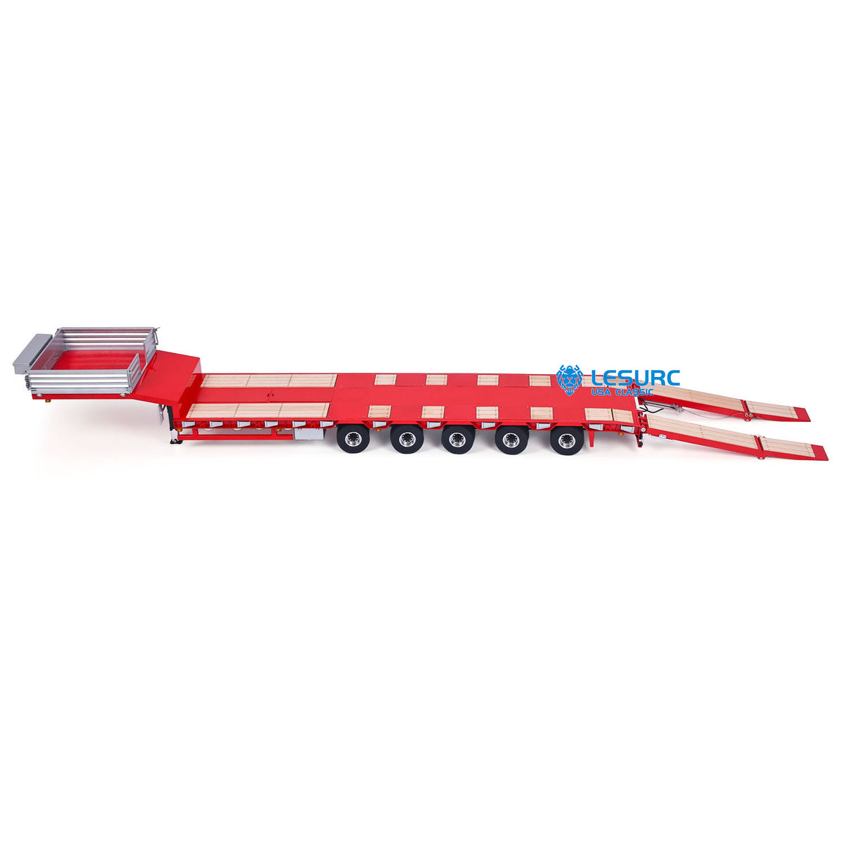 IN Stock LESU A0055 1/14 Metal 5 Axles Steering Semi Trailer Hydraulic Lifting Tailboard Electric Support Legs for DIY RC Tractor Truck Model