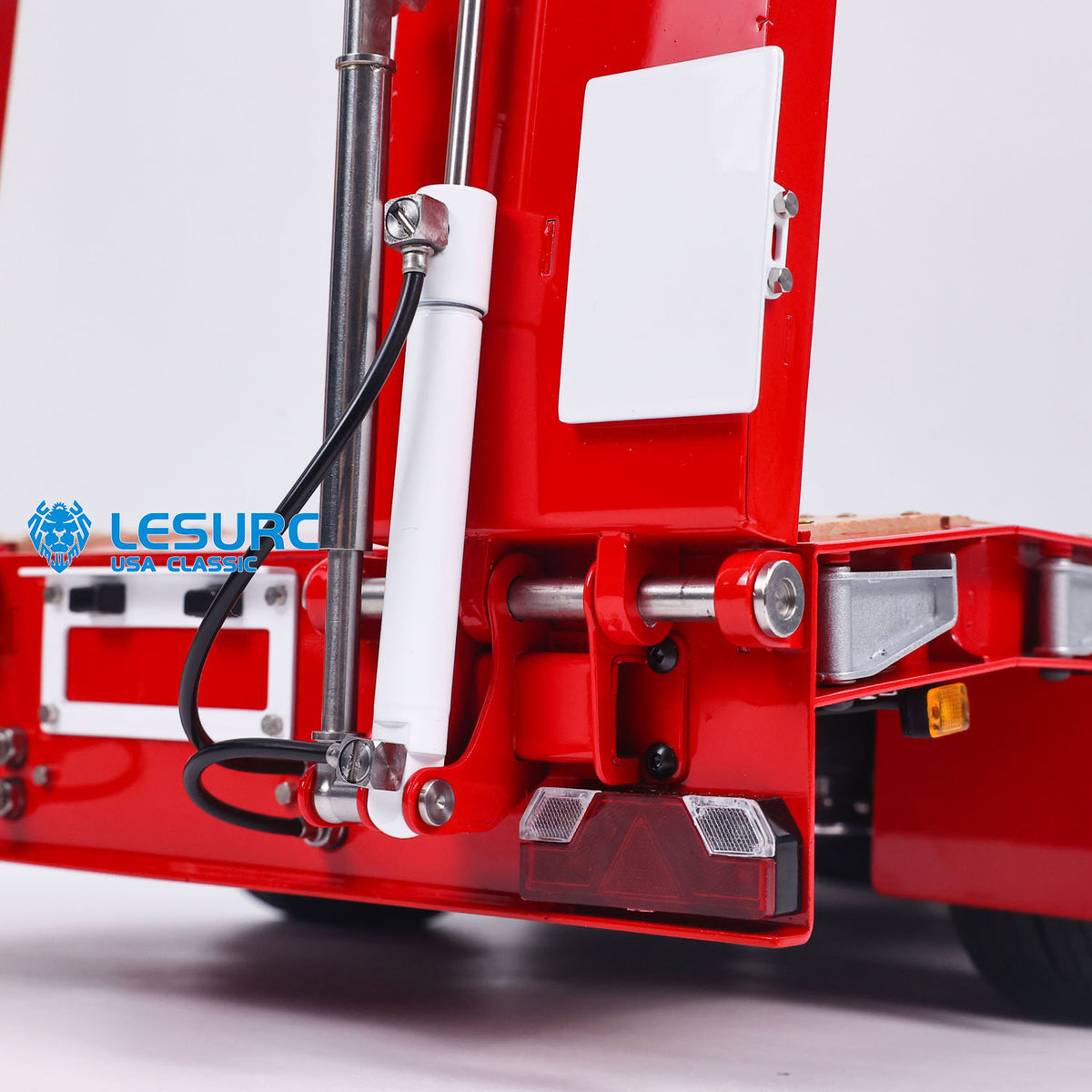 IN Stock LESU A0055 1/14 Metal 5 Axles Steering Semi Trailer Hydraulic Lifting Tailboard Electric Support Legs for DIY RC Tractor Truck Model