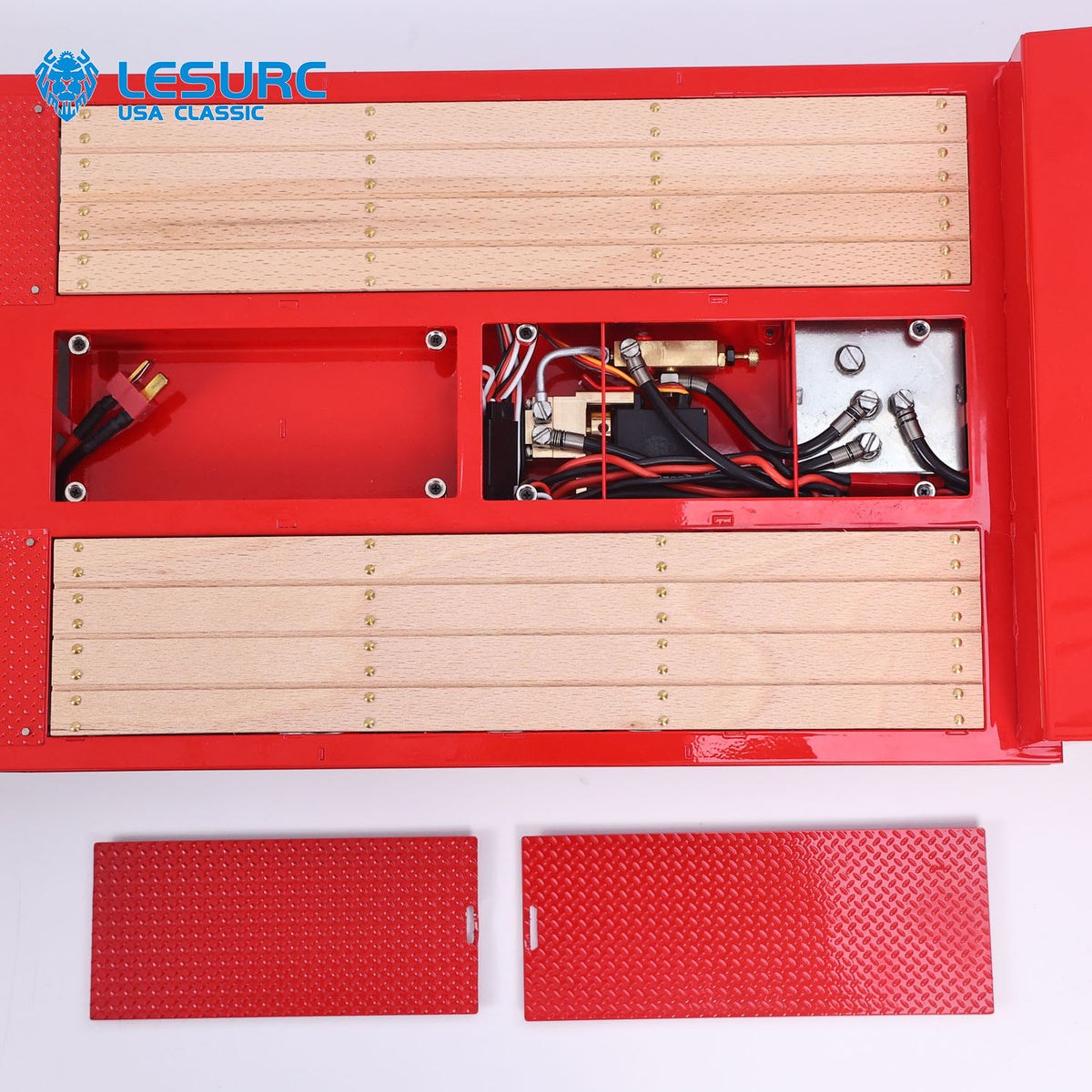 IN Stock LESU A0055 1/14 Metal 5 Axles Steering Semi Trailer Hydraulic Lifting Tailboard Electric Support Legs for DIY RC Tractor Truck Model