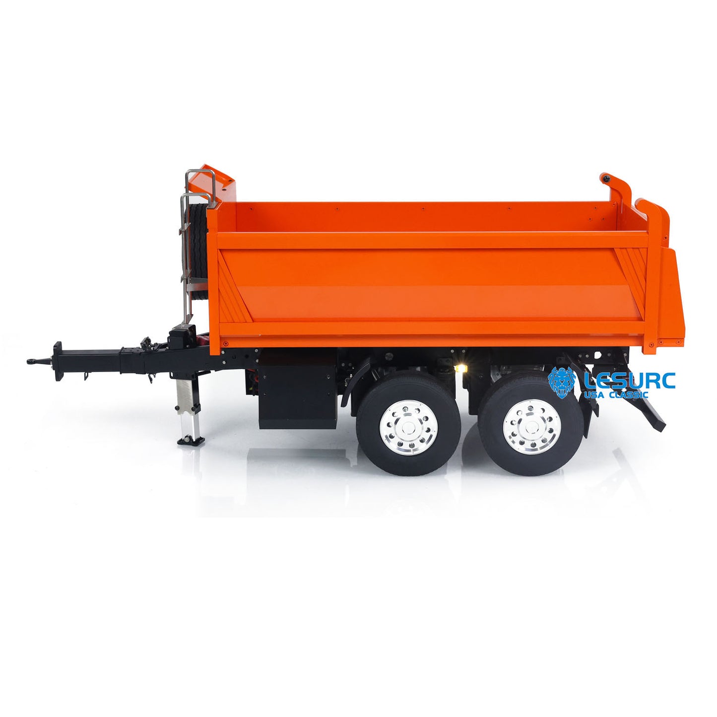 LESU A0051-C 1/14 Metal Full Dump Trailer 2-Axle Heavy Haul Transport Vehicle Electric Landing Legs LED Lights for RC Tractor Truck DIY Models for Model Enthusiast