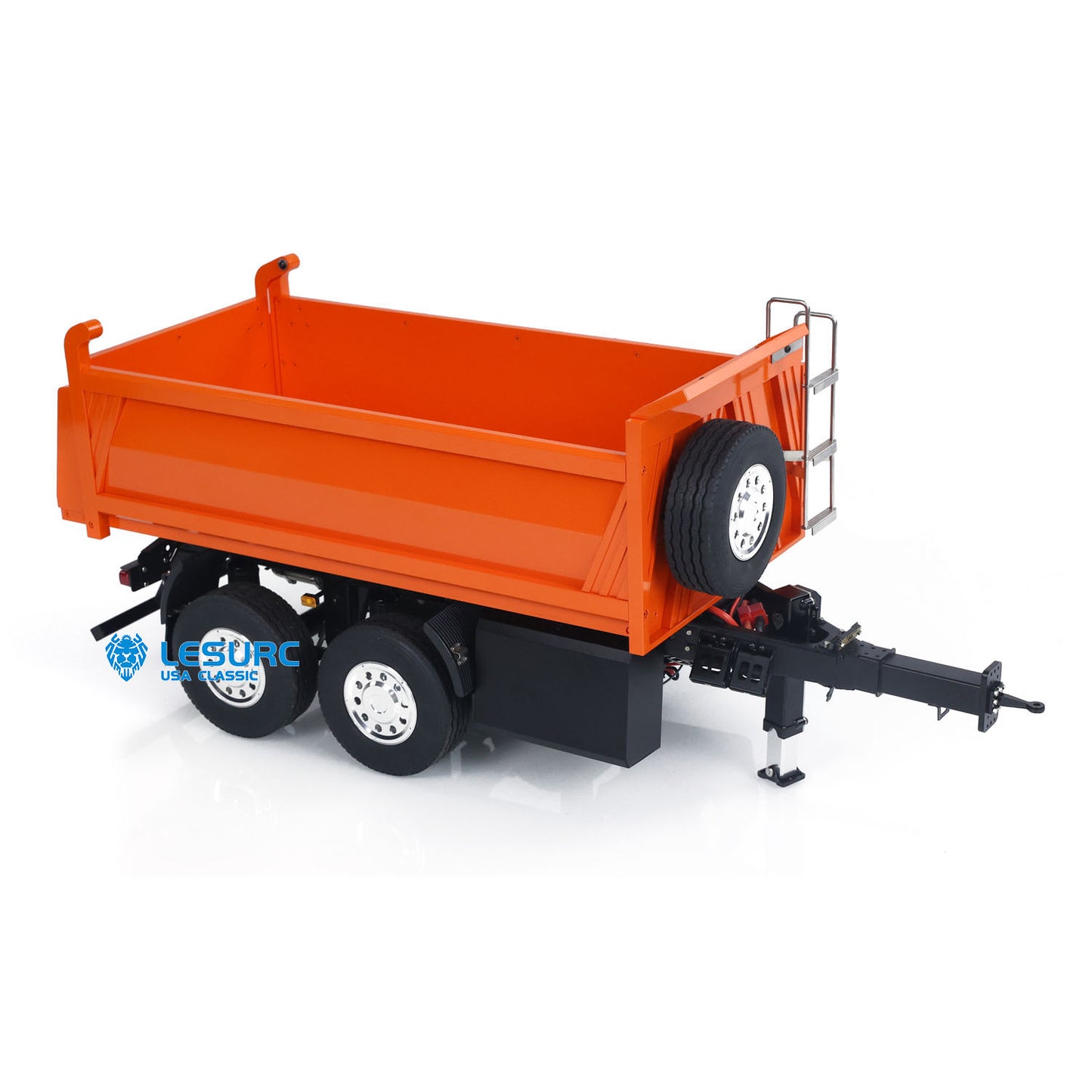 LESU A0051-C 1/14 Metal Full Dump Trailer 2-Axle Heavy Haul Transport Vehicle Electric Landing Legs LED Lights for RC Tractor Truck DIY Models for Model Enthusiast