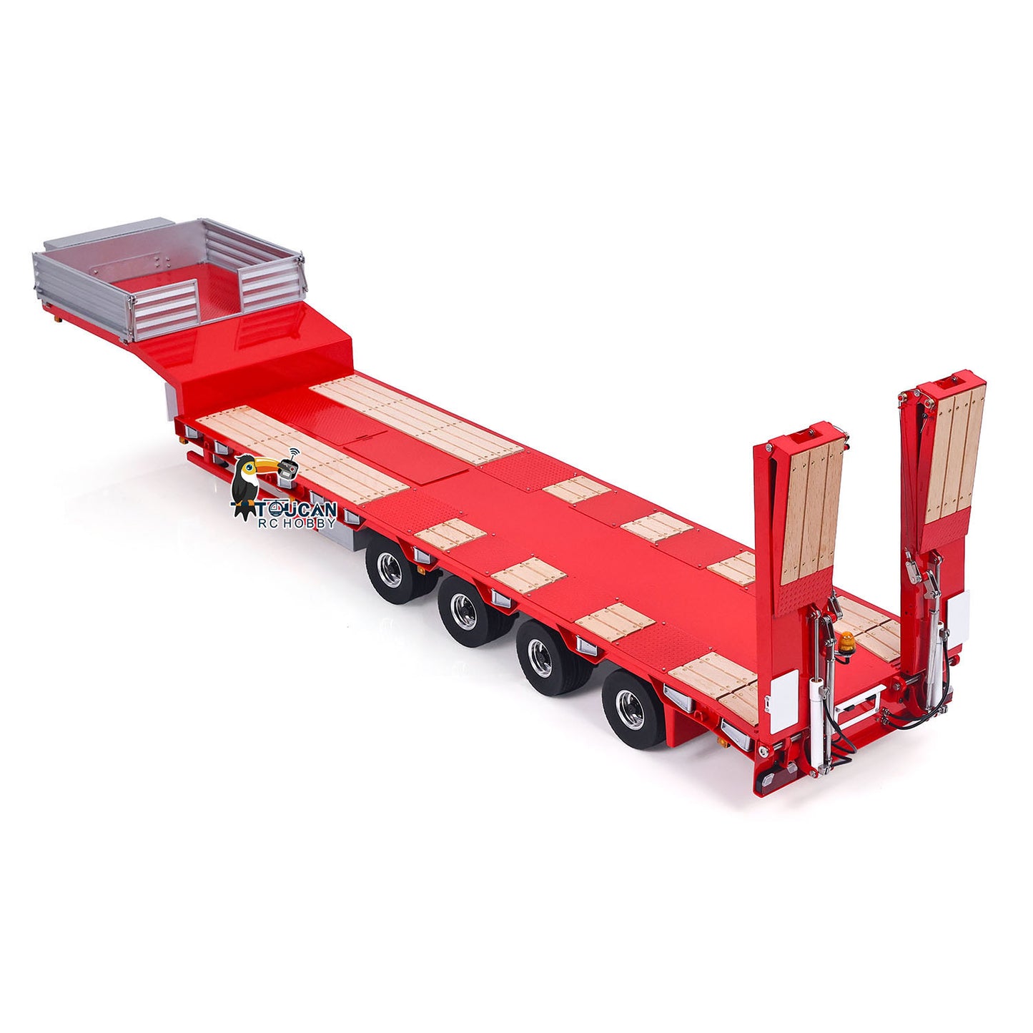 LESU 1/14 Metal Trailer Hydraulic Lifting Tailboard 4 Axles Steering Available Electric Support Legs for DIY RC Tractor Truck