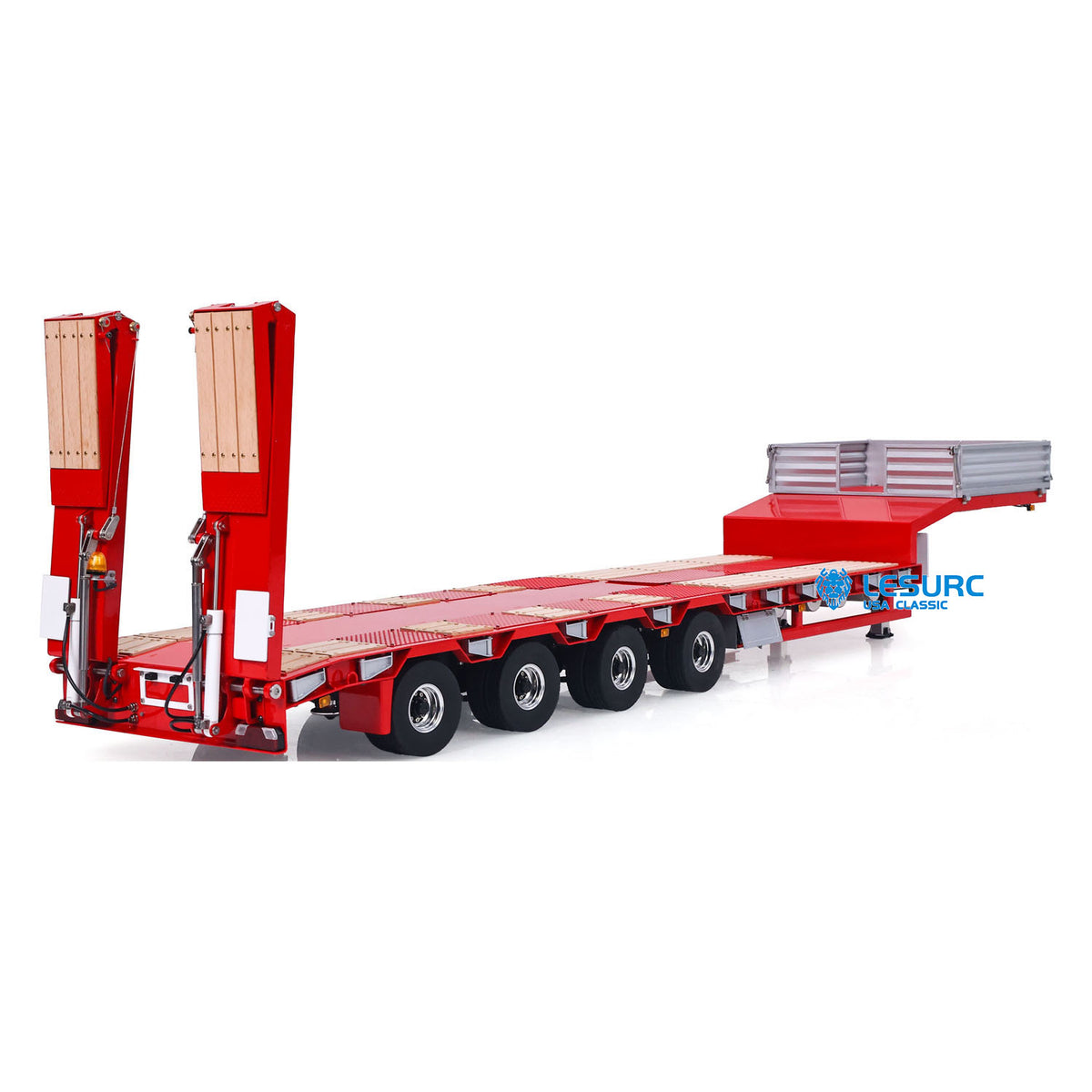 IN Stock LESU A0054 1/14 Metal Trailer Hydraulic Lifting Tailboard 4 Axles Steering Available Electric Support Legs for DIY RC Tractor Truck
