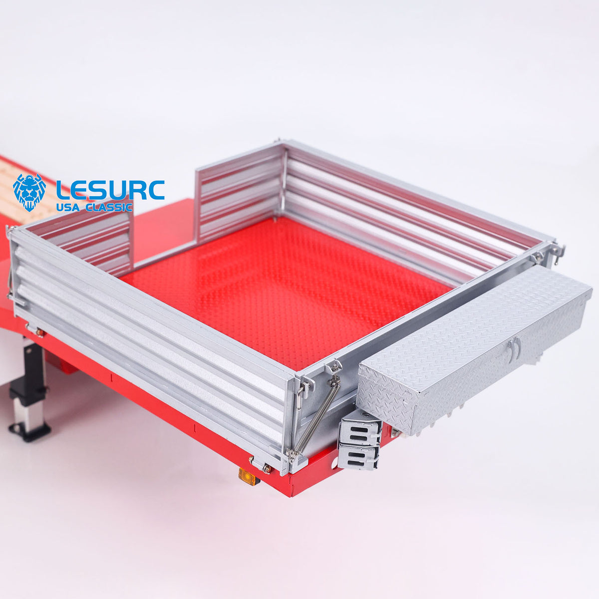 IN Stock LESU A0054 1/14 Metal Trailer Hydraulic Lifting Tailboard 4 Axles Steering Available Electric Support Legs for DIY RC Tractor Truck