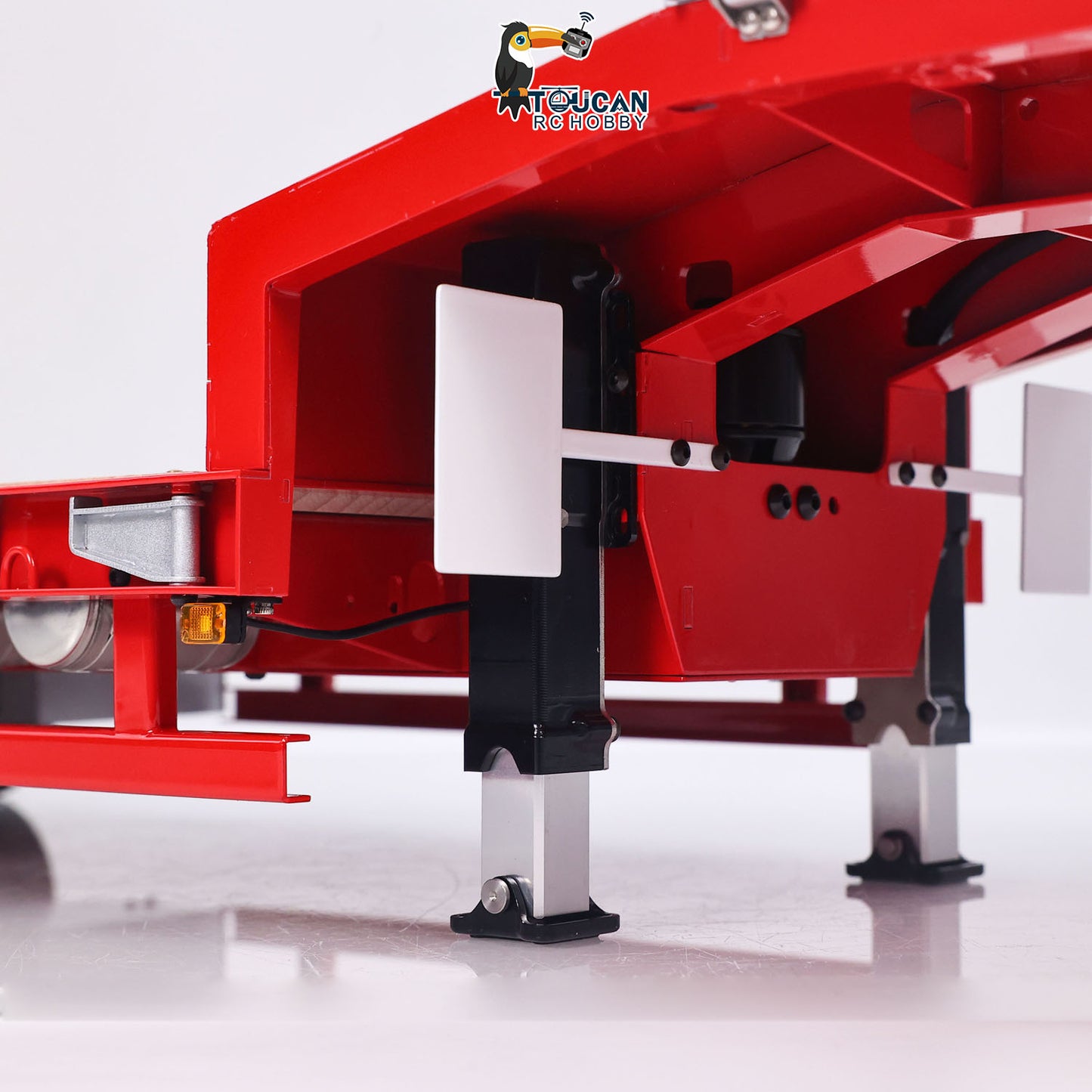 LESU 1/14 Metal Trailer Hydraulic Lifting Tailboard 4 Axles Steering Available Electric Support Legs for DIY RC Tractor Truck