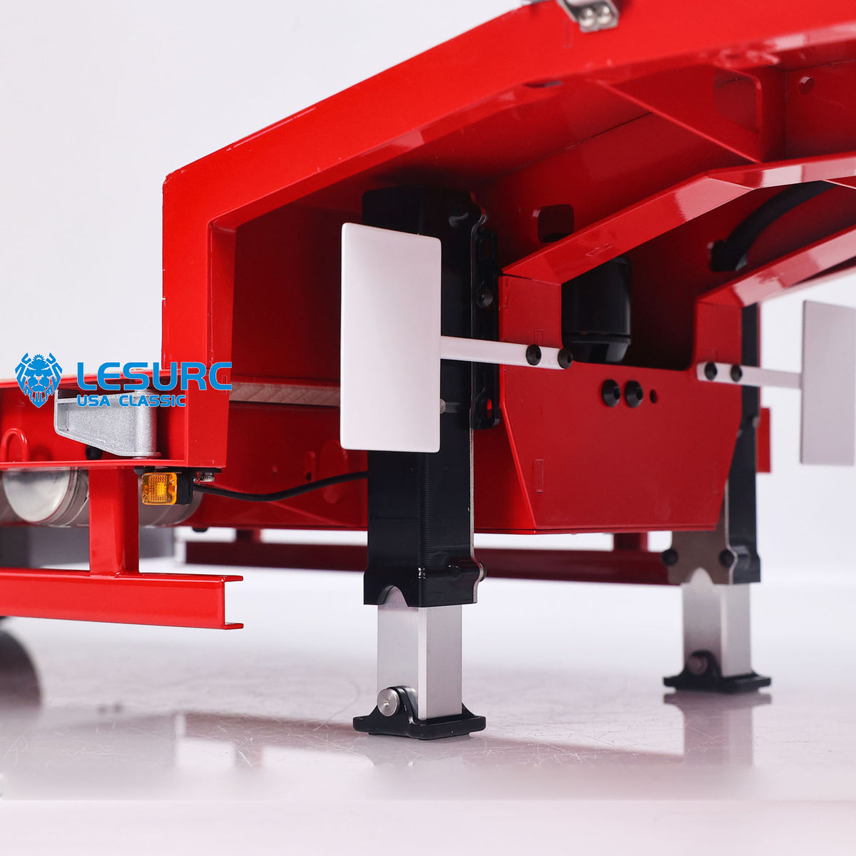 IN Stock LESU A0054 1/14 Metal Trailer Hydraulic Lifting Tailboard 4 Axles Steering Available Electric Support Legs for DIY RC Tractor Truck
