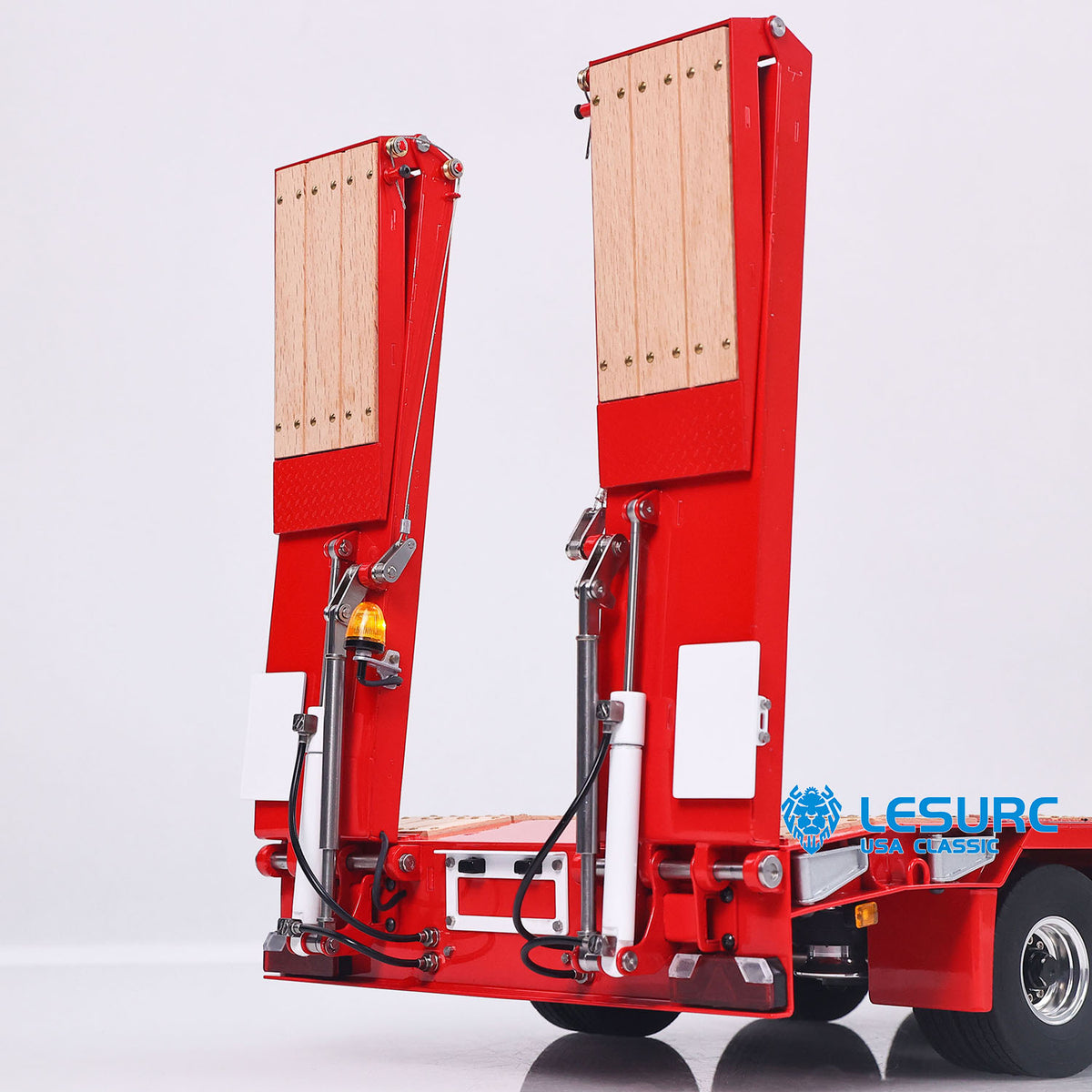 IN Stock LESU A0054 1/14 Metal Trailer Hydraulic Lifting Tailboard 4 Axles Steering Available Electric Support Legs for DIY RC Tractor Truck