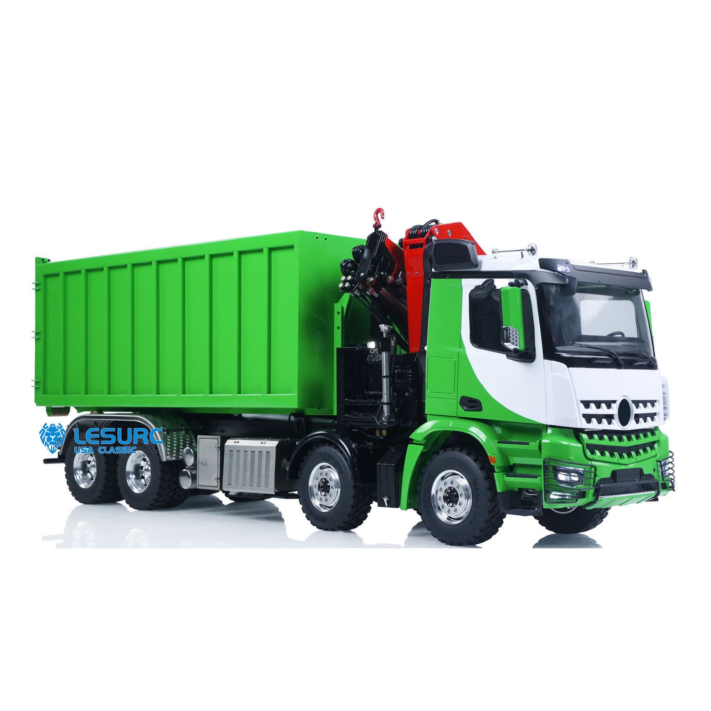 LESU Z0017 1/14 Metal Hydraulic 8x8 RC Dump Truck with Crane Brushless ESC 2 Transmission Differential Axles Sound Light System