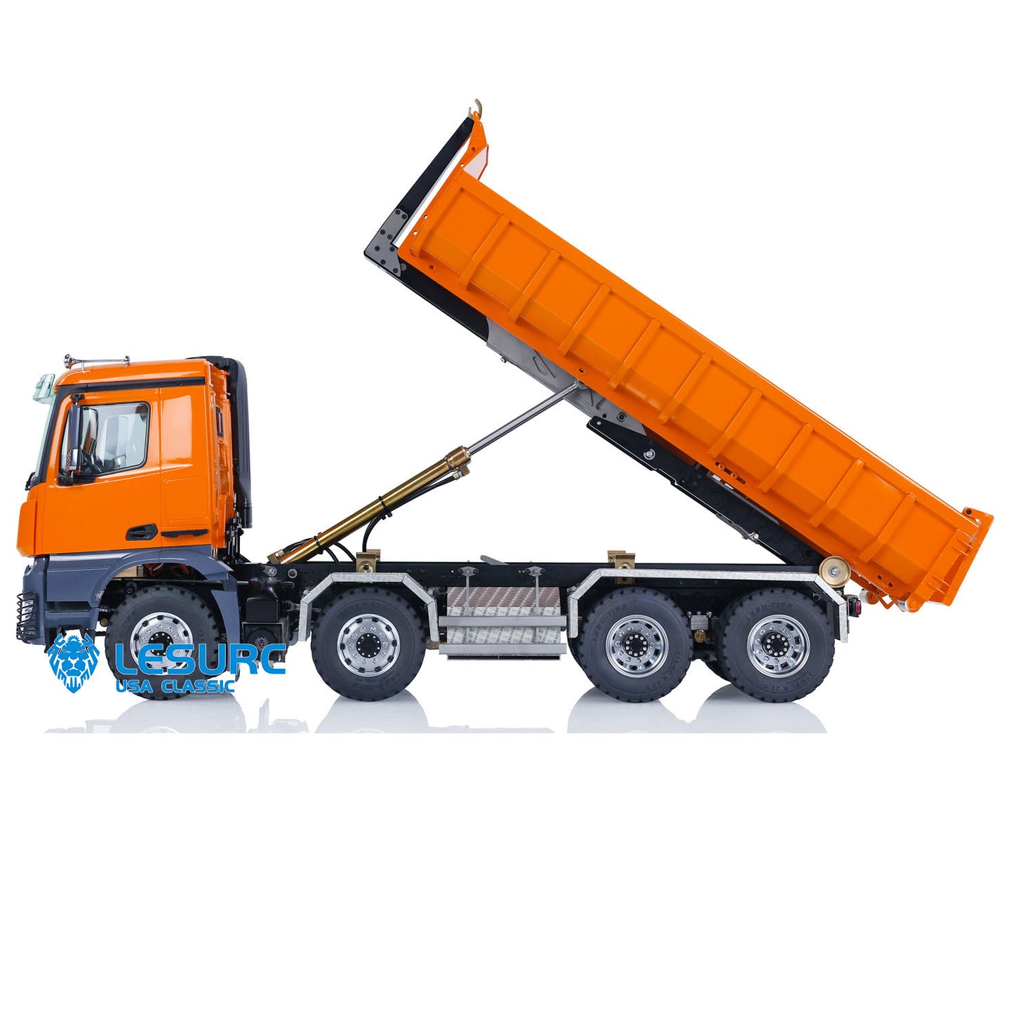 LESU K3363 Cabin 1/14 Stainless Steel 8x8 RC Hydraulic Dump Truck with 2Speed Transmission Sound Light System for Construction Vehicle Enthusiast