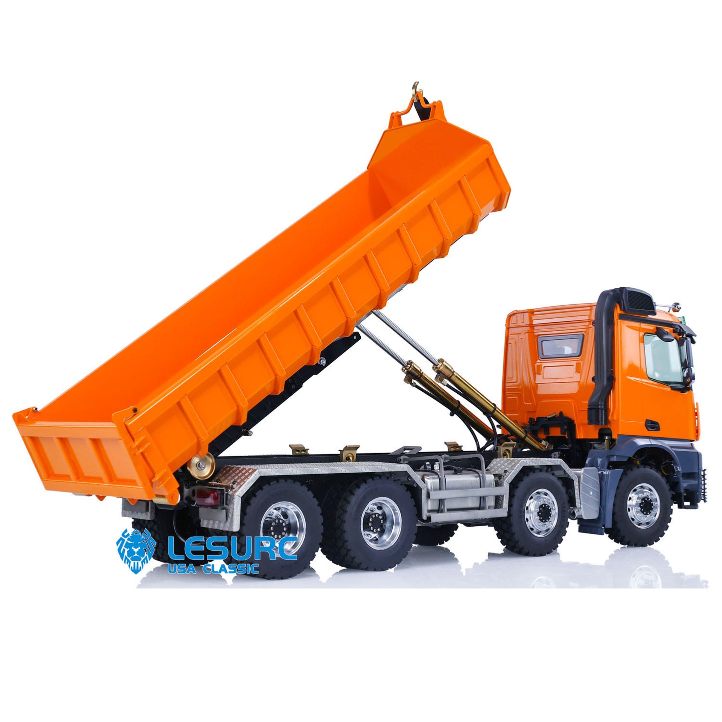 LESU K3363 Cabin 1/14 Stainless Steel 8x8 RC Hydraulic Dump Truck with 2Speed Transmission Sound Light System for Construction Vehicle Enthusiast