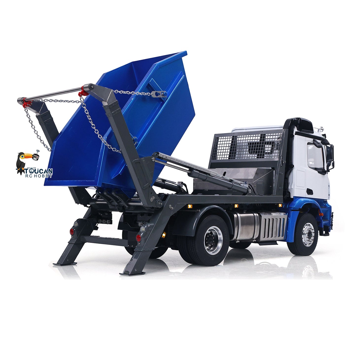 LESU 1/14 4X4 Skip Loader 3Speed 3363 MetalChassisRC Hydraulic Swing Arm Garbage Dump Truck Light Sound Hub Reduction Axle