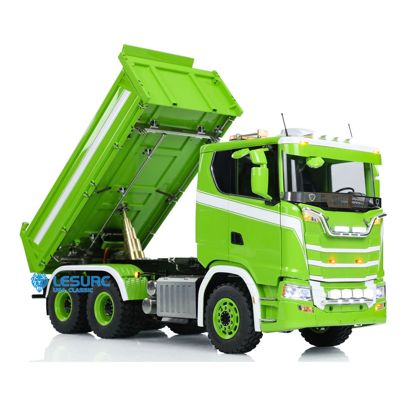 LESU 770S 1/14 6x6 RC Hydraulic Dumper Truck 3-way Remote Control Tipper Model Simulation Construction Vehicle 3Speed Light Sound