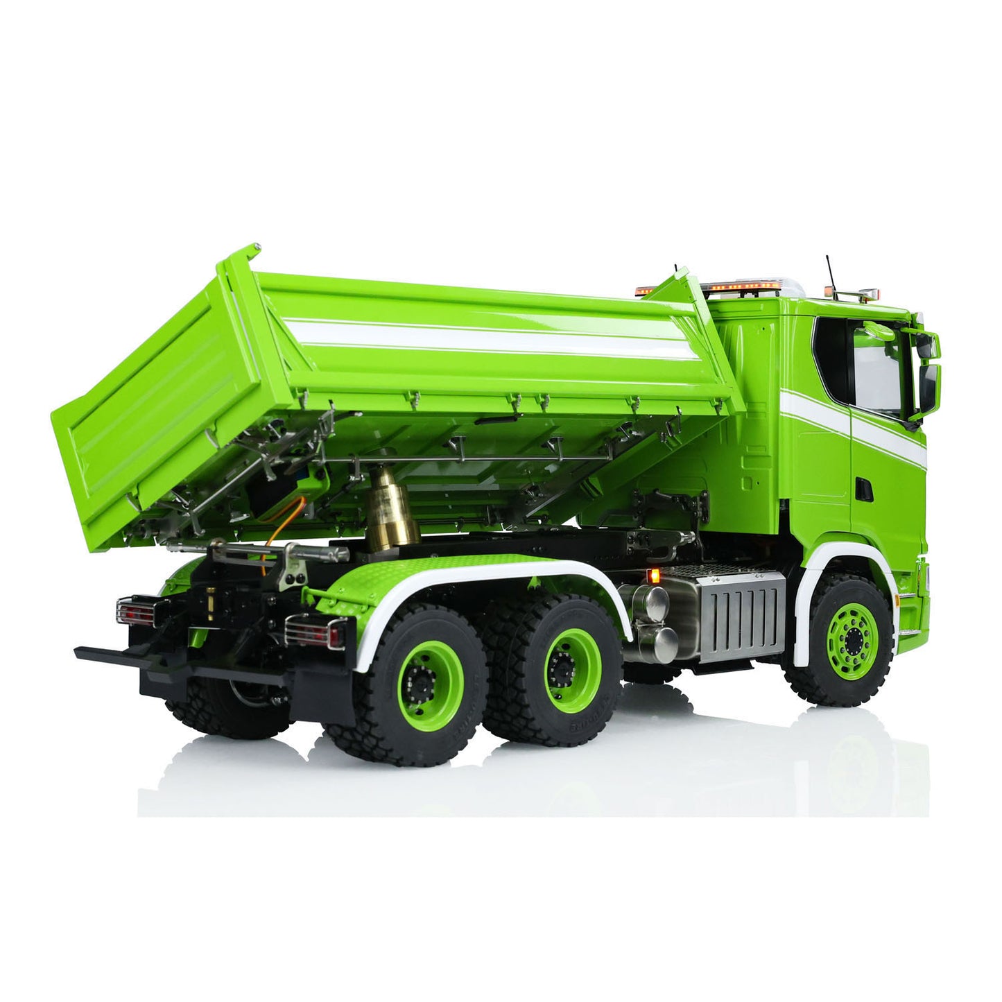 IN Stock LESU A0009 1/14 Metal 6x6 RC Hydraulic Dumper Truck 3 ways Remote Control Tipper With ST8 Radio System Smoke 3-speed Transmission