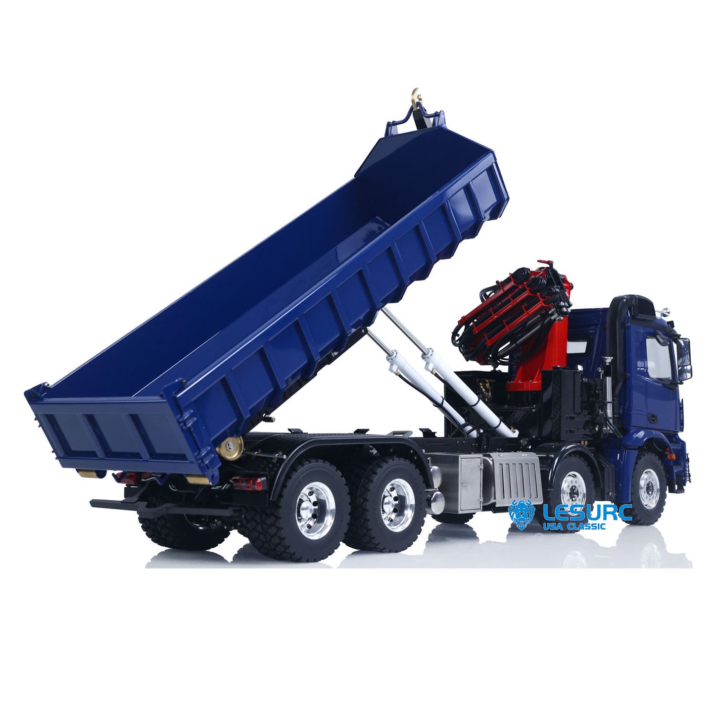 LESU Z0017 1/14 Metal 8X8 RC Roll On Off Dump Truck RTR with Hydraulic Crane FlySky Paladin PL18EV Radio System 2Speed Transmission Light Sound