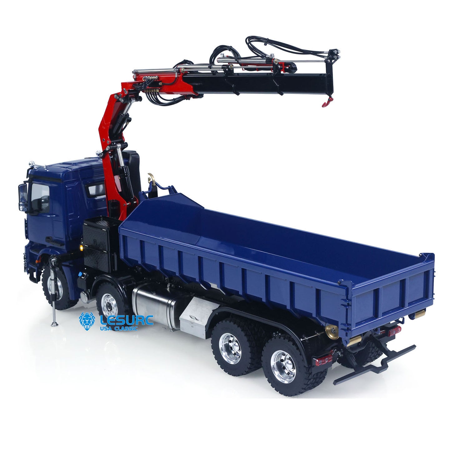 LESU Z0017 1/14 Metal 8X8 RC Roll On Off Dump Truck RTR with Hydraulic Crane FlySky Paladin PL18EV Radio System 2Speed Transmission Light Sound