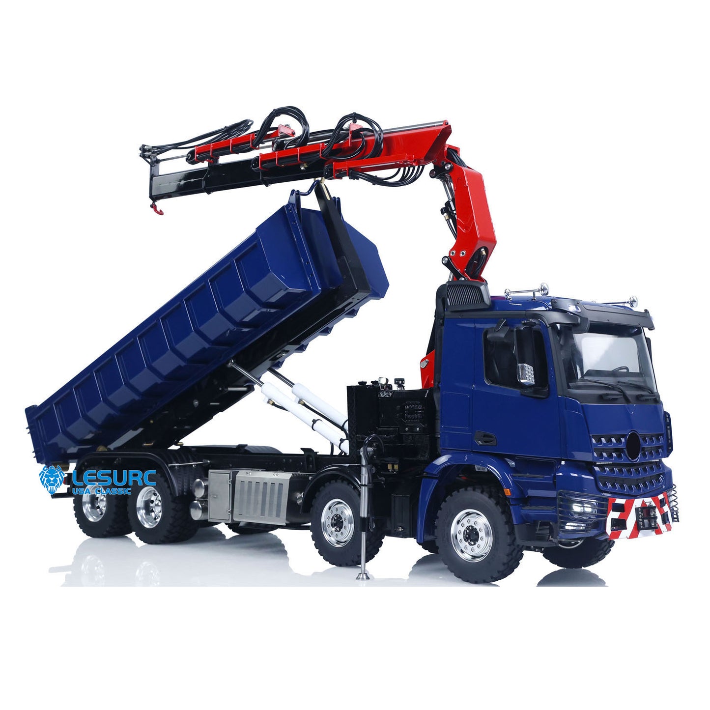 LESU Z0017 1/14 Metal 8X8 RC Roll On Off Dump Truck RTR with Hydraulic Crane FlySky Paladin PL18EV Radio System 2Speed Transmission Light Sound