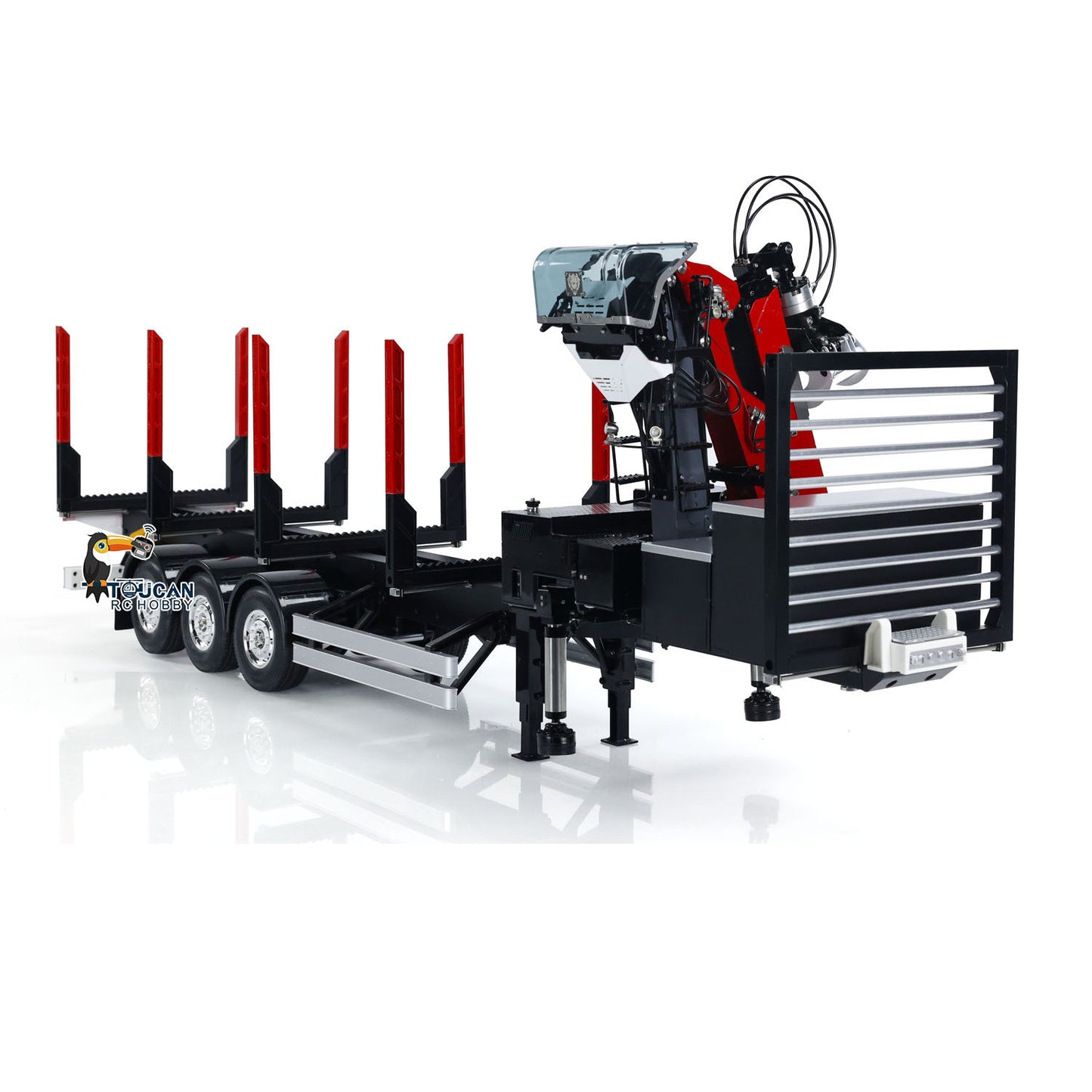 Customized LESU Hydraulic Metal Timber Crane 1/14 RC Log Trailer Flatbed Semi Trailer Painted and Assembled 99*40*20(cm) Light System