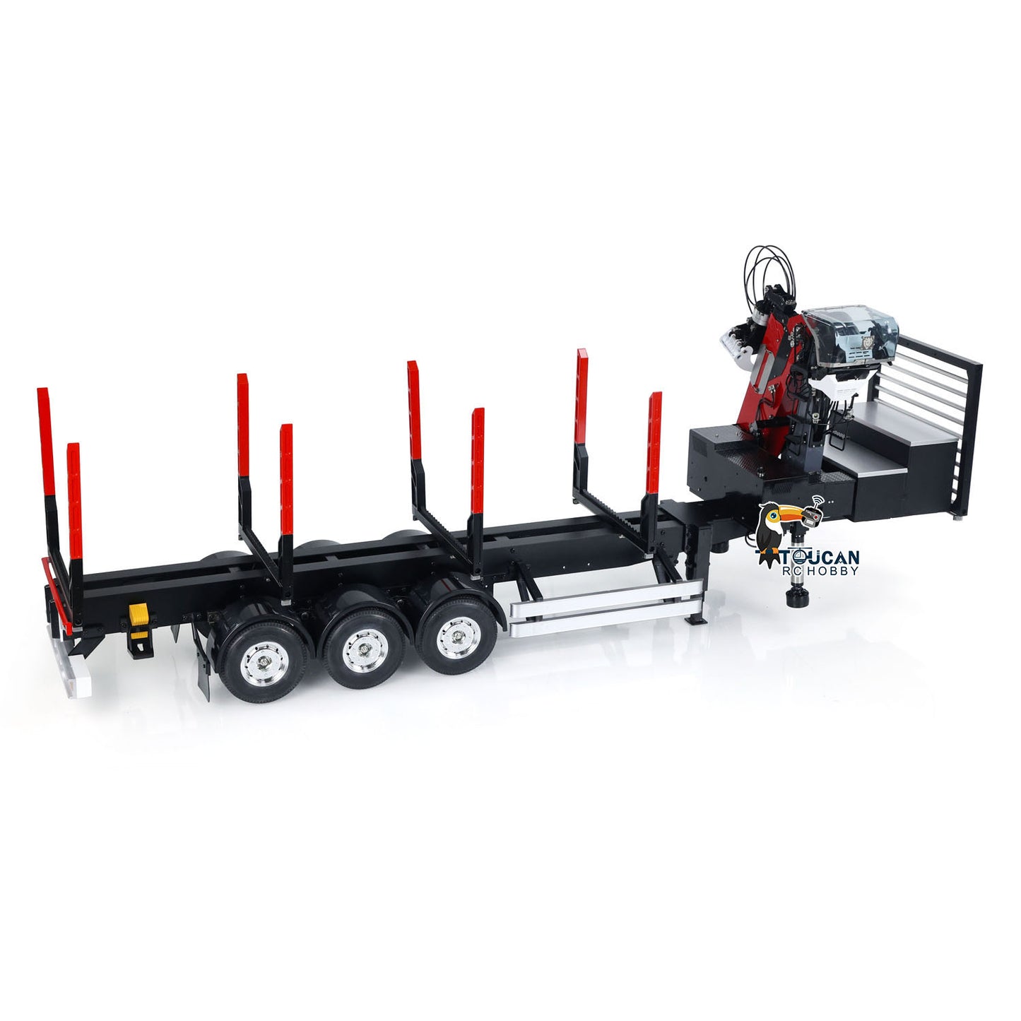 Customized LESU Hydraulic Metal Timber Crane 1/14 RC Log Trailer Flatbed Semi Trailer Painted and Assembled 99*40*20(cm) Light System