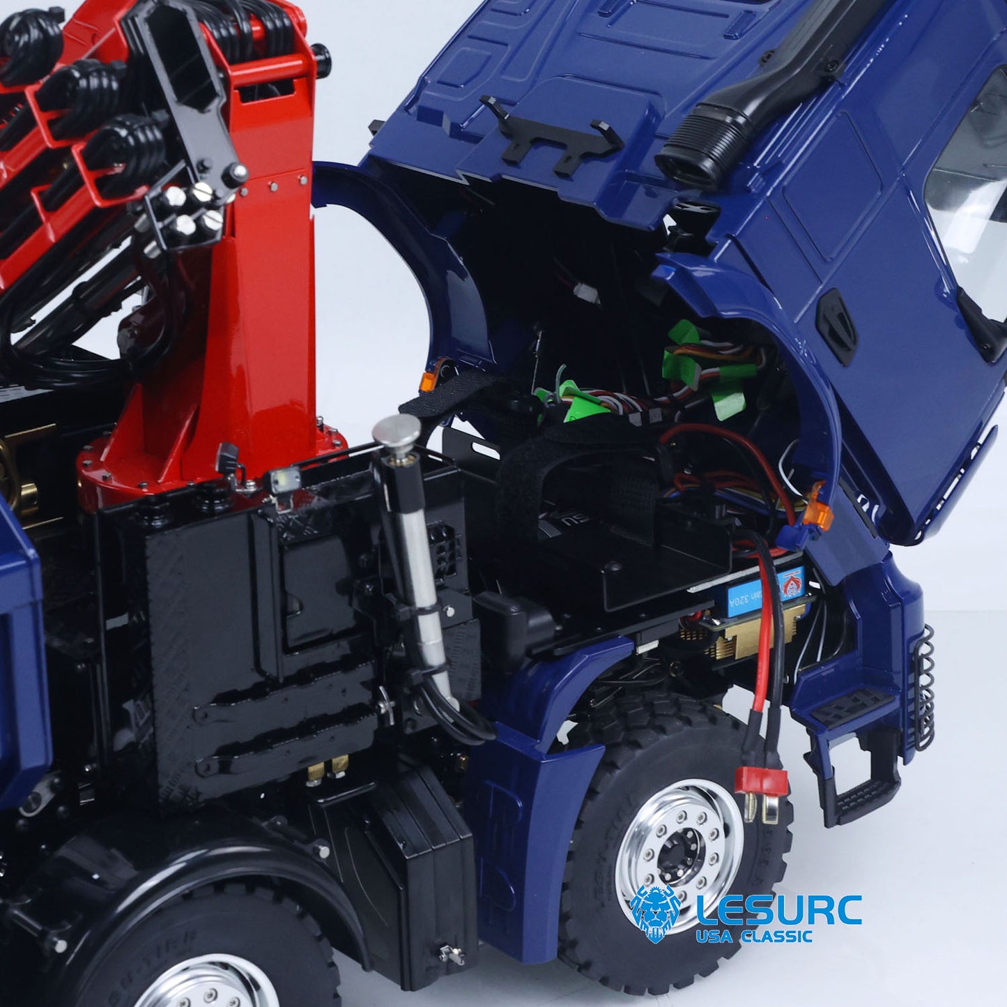 LESU Z0017 1/14 Metal 8X8 RC Roll On Off Dump Truck RTR with Hydraulic Crane FlySky Paladin PL18EV Radio System 2Speed Transmission Light Sound
