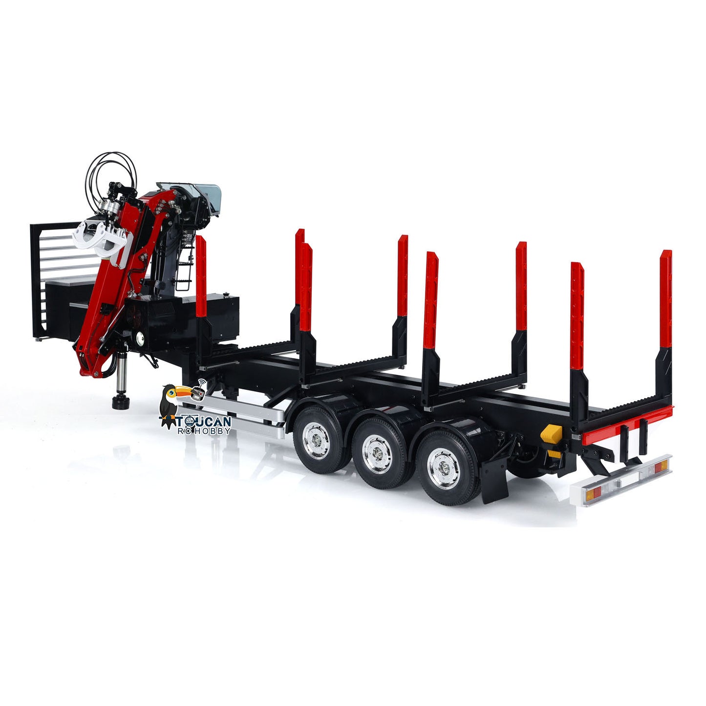 Customized LESU Hydraulic Metal Timber Crane 1/14 RC Log Trailer Flatbed Semi Trailer Painted and Assembled 99*40*20(cm) Light System