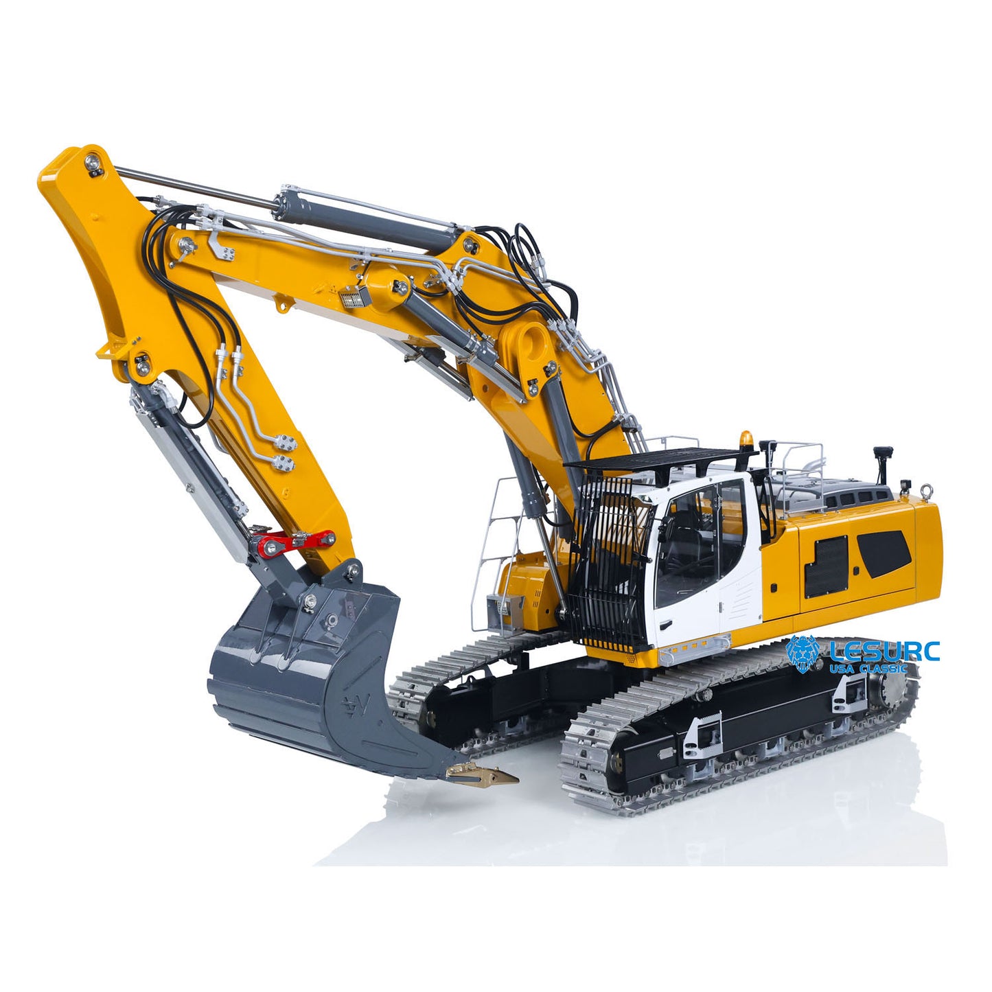 LESU 1/14 RC Hydraulic Excavator LR956 Metal 3 Arms Remote Control Digger Model 4+3CH Valve Dual Pumps Light Flysky PL18EV LITE