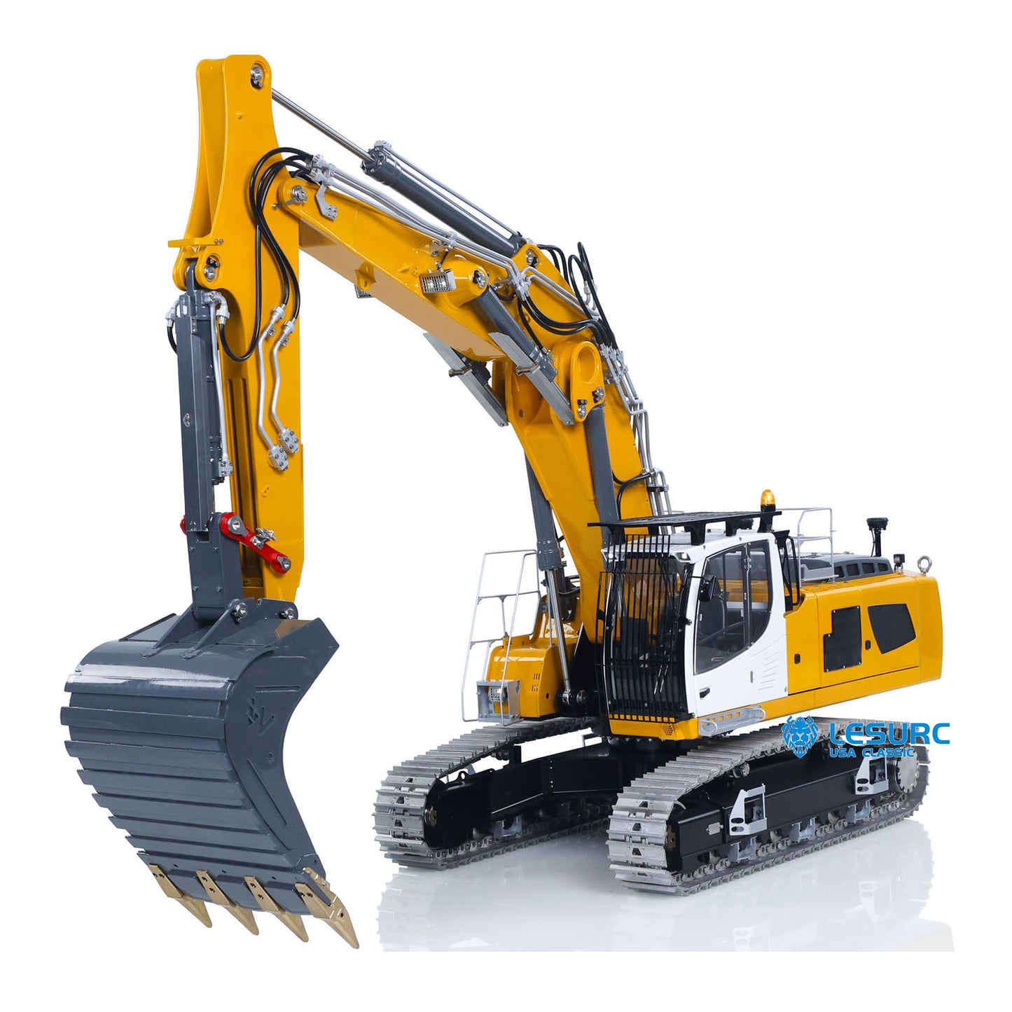 LESU 1/14 RC Hydraulic Excavator LR956 Metal 3 Arms Remote Control Digger Model 4+3CH Valve Dual Pumps Light Flysky PL18EV LITE