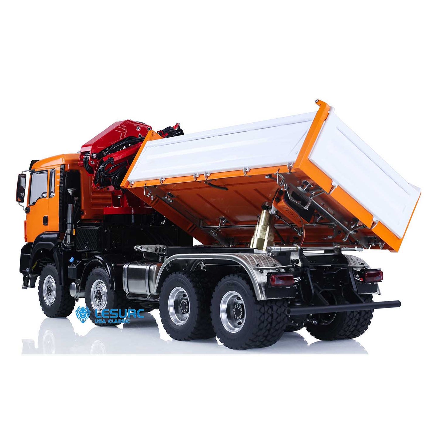 LESU Z0063 1/14 Metal Hydraulic 3 Ways RC Dump Truck with Crane Paladin PL18EV Remote Controller 7CH Valve 2 Speed Transmission Sound Light System