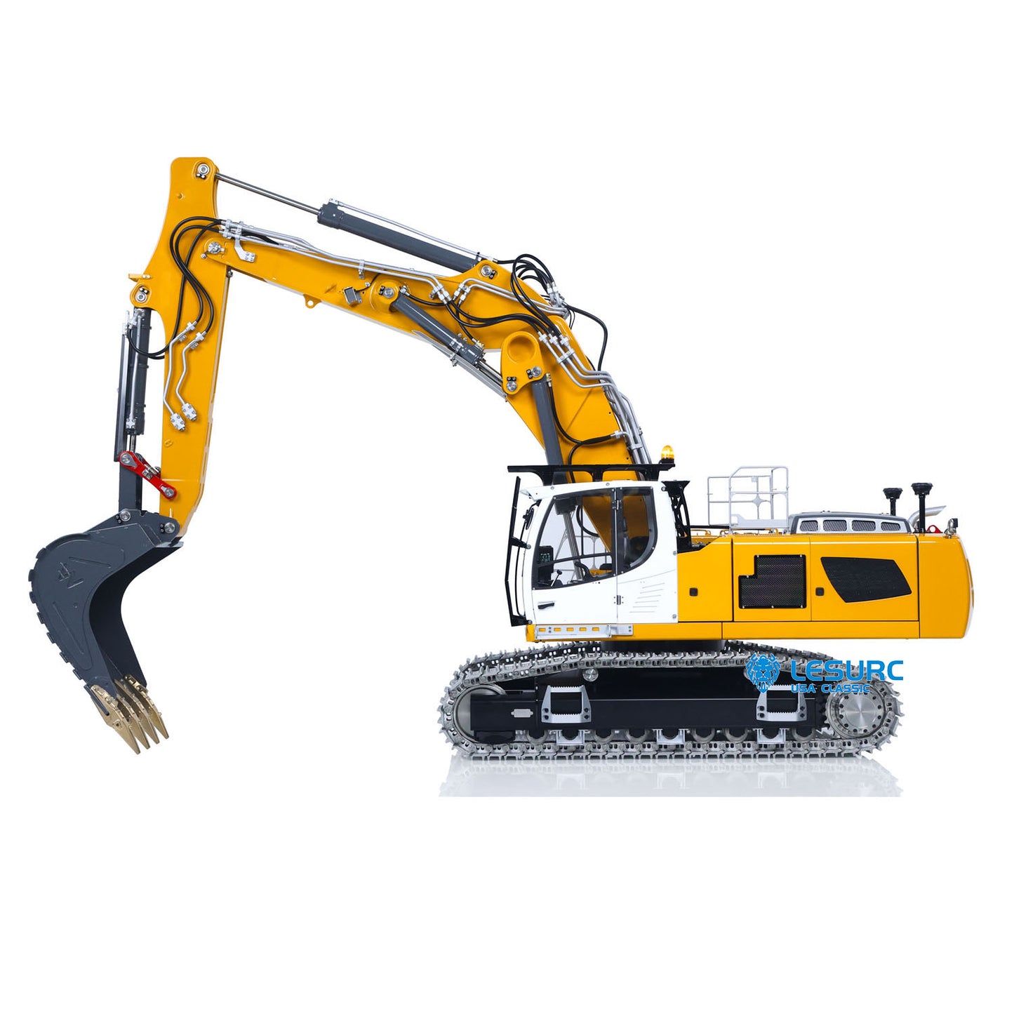 LESU 1/14 RC Hydraulic Excavator LR956 Metal 3 Arms Remote Control Digger Model 4+3CH Valve Dual Pumps Light Flysky PL18EV LITE